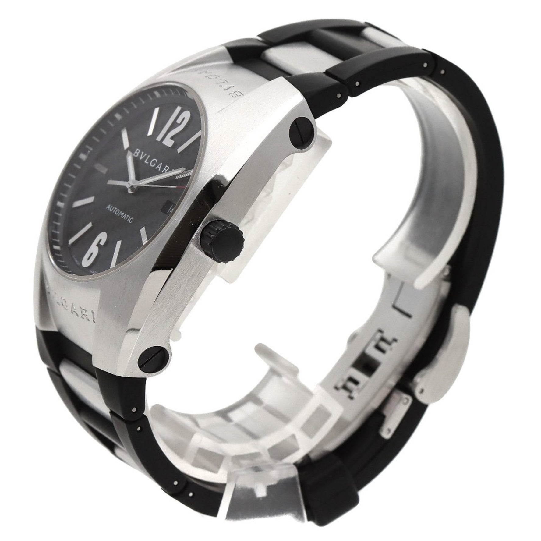 Bvlgari EG40 Ergon Carbon Watch Stainless Steel Rubber Men's