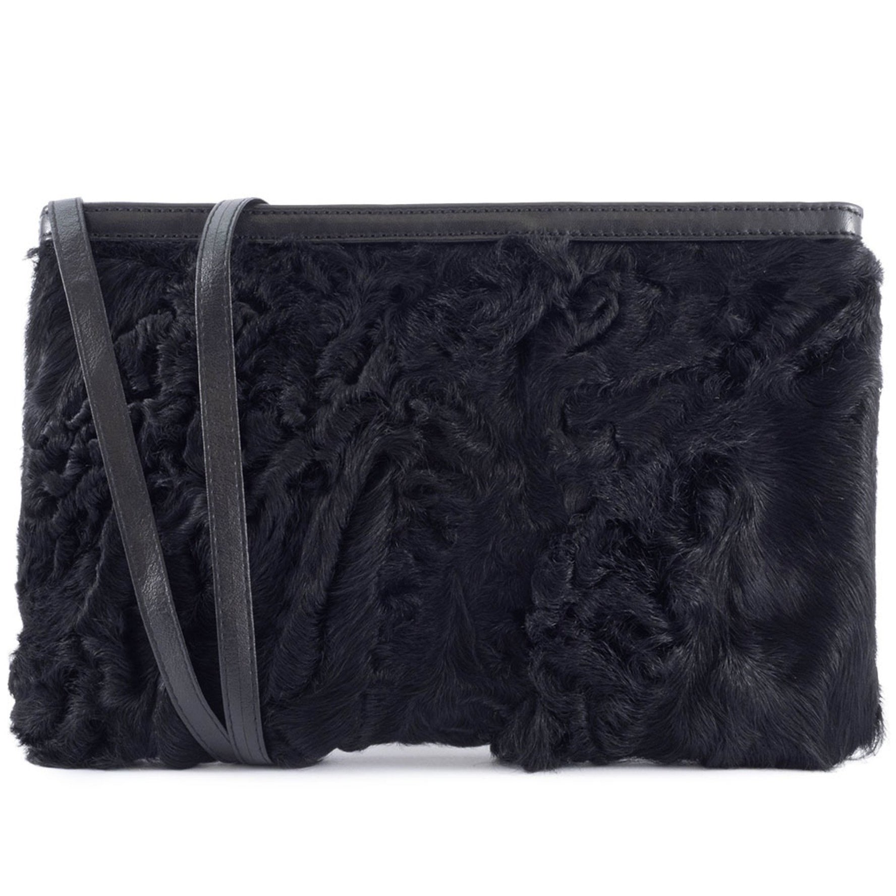 LOEWE fur shoulder bag, and leather, lamb sacoche pochette.