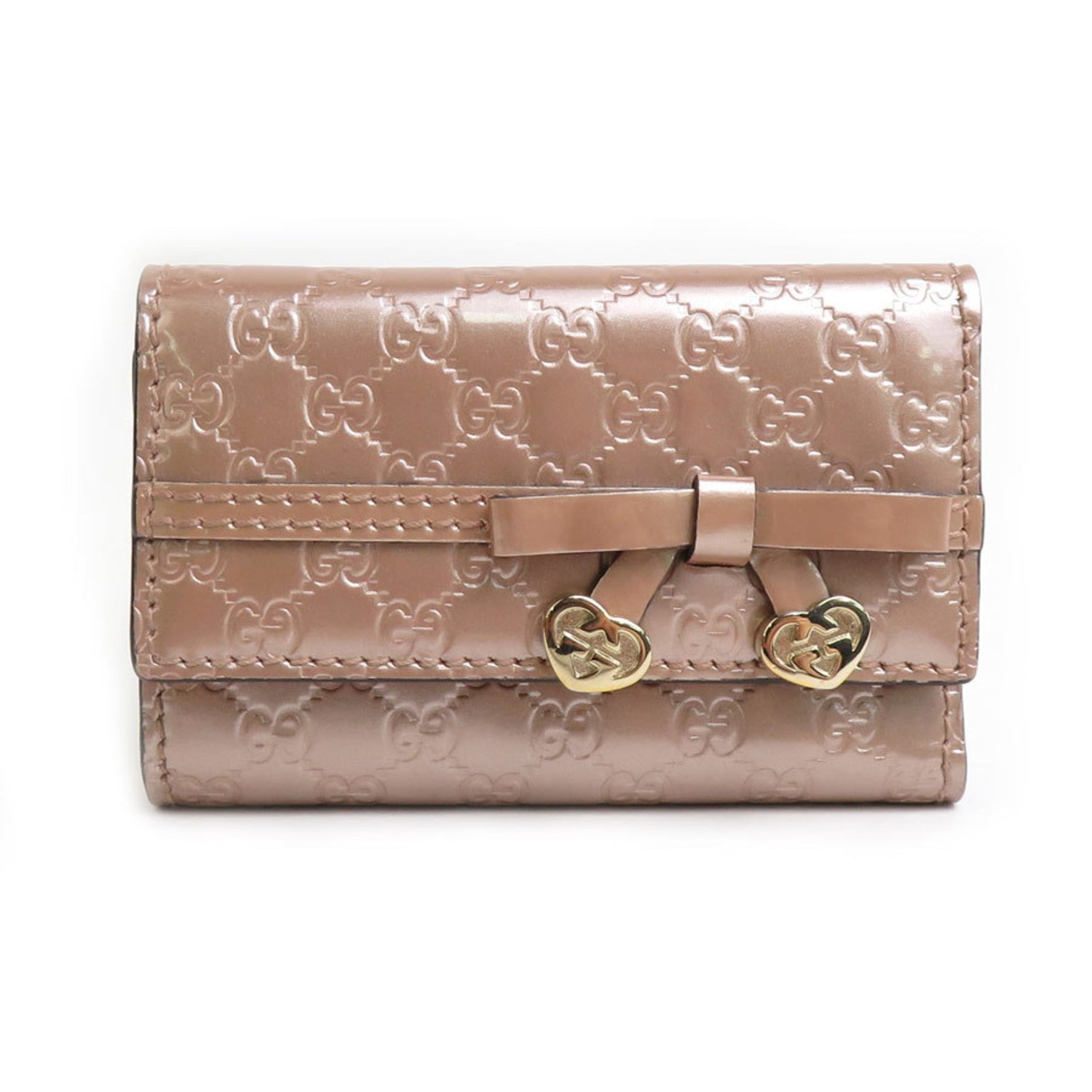 GUCCI Key Case Micro Guccissima Patent Leather Beige Women's 55773i