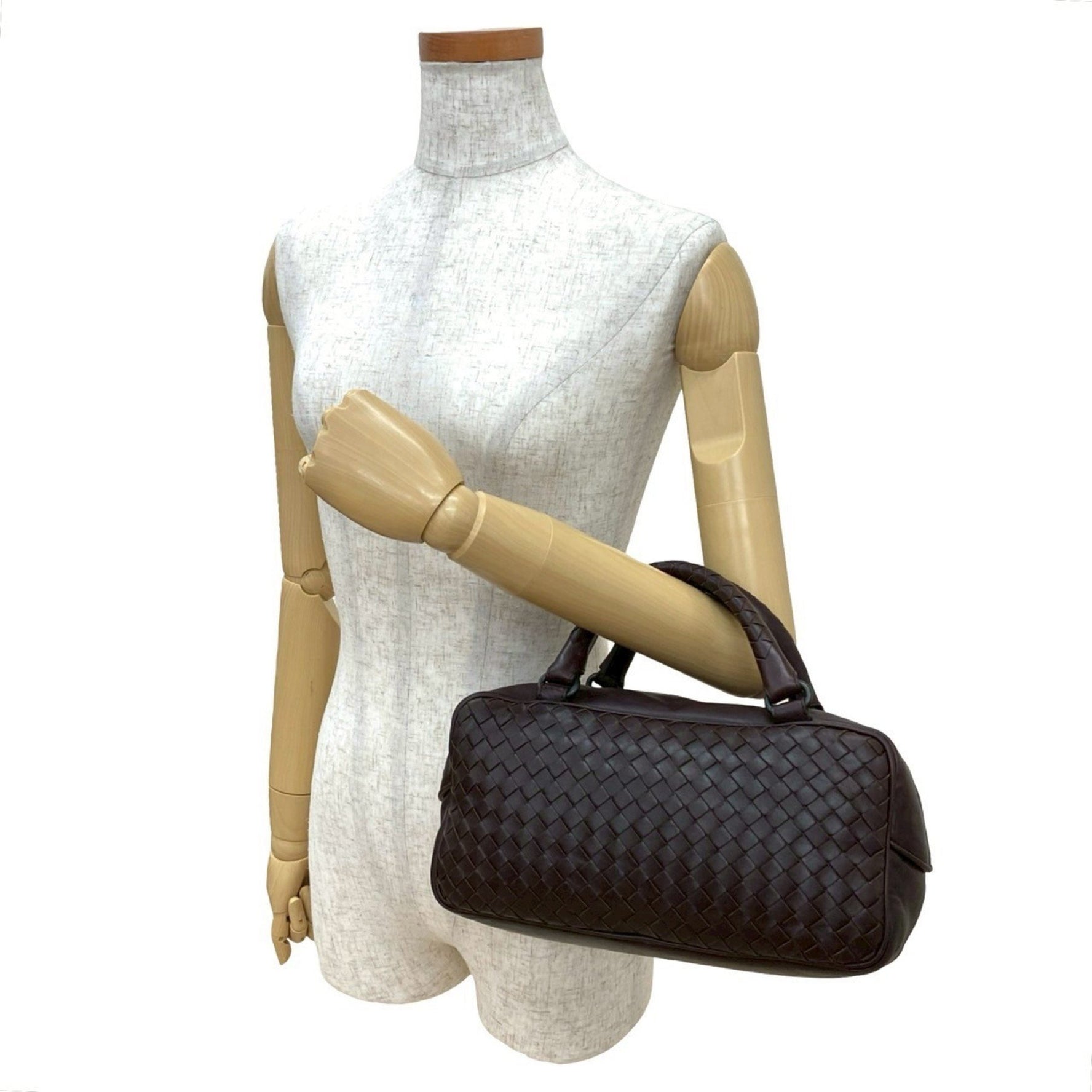 BOTTEGA VENETA Intrecciato Leather Handbag/Mini Boston Bag, 07085