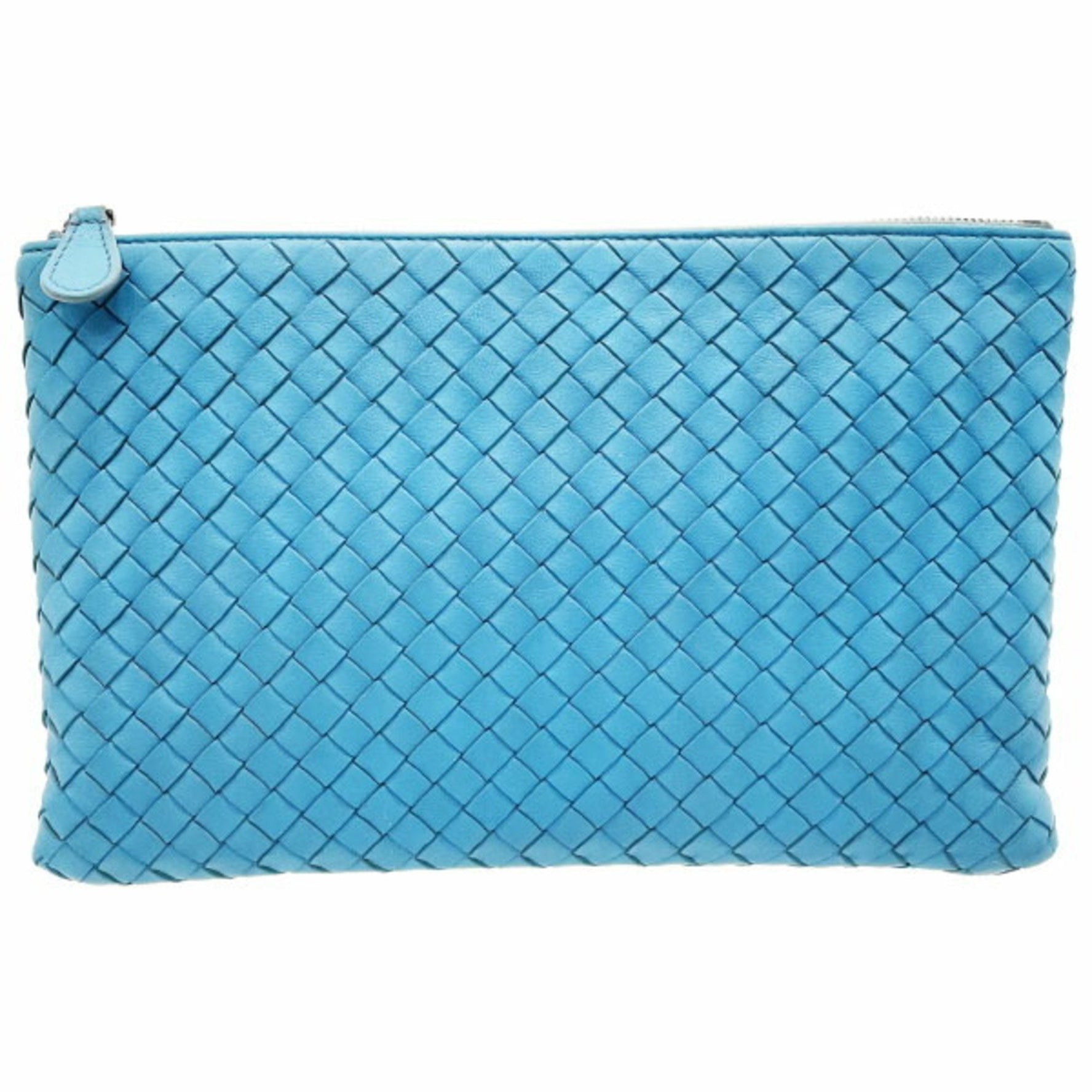 Bottega Veneta Pouch Intrecciato Clutch Bag Leather Light Blue BOTTEGA VENETA Mesh Second Multi