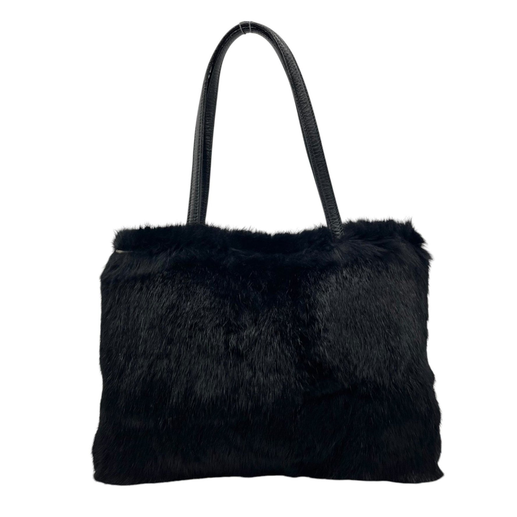 BURBERRY Burberry Blue Label Handbag Fur Leather Black Interior Nova Check Women's K1