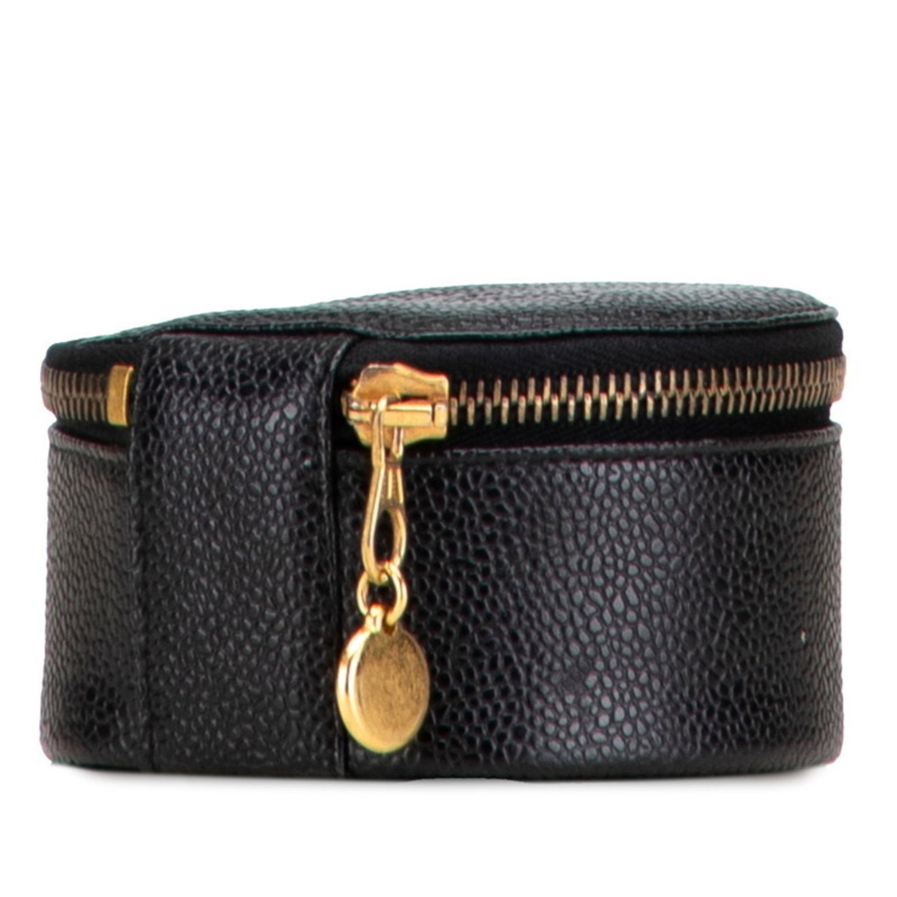 Chanel Coco Mark Accessory Pouch Jewelry Case Caviar Skin
