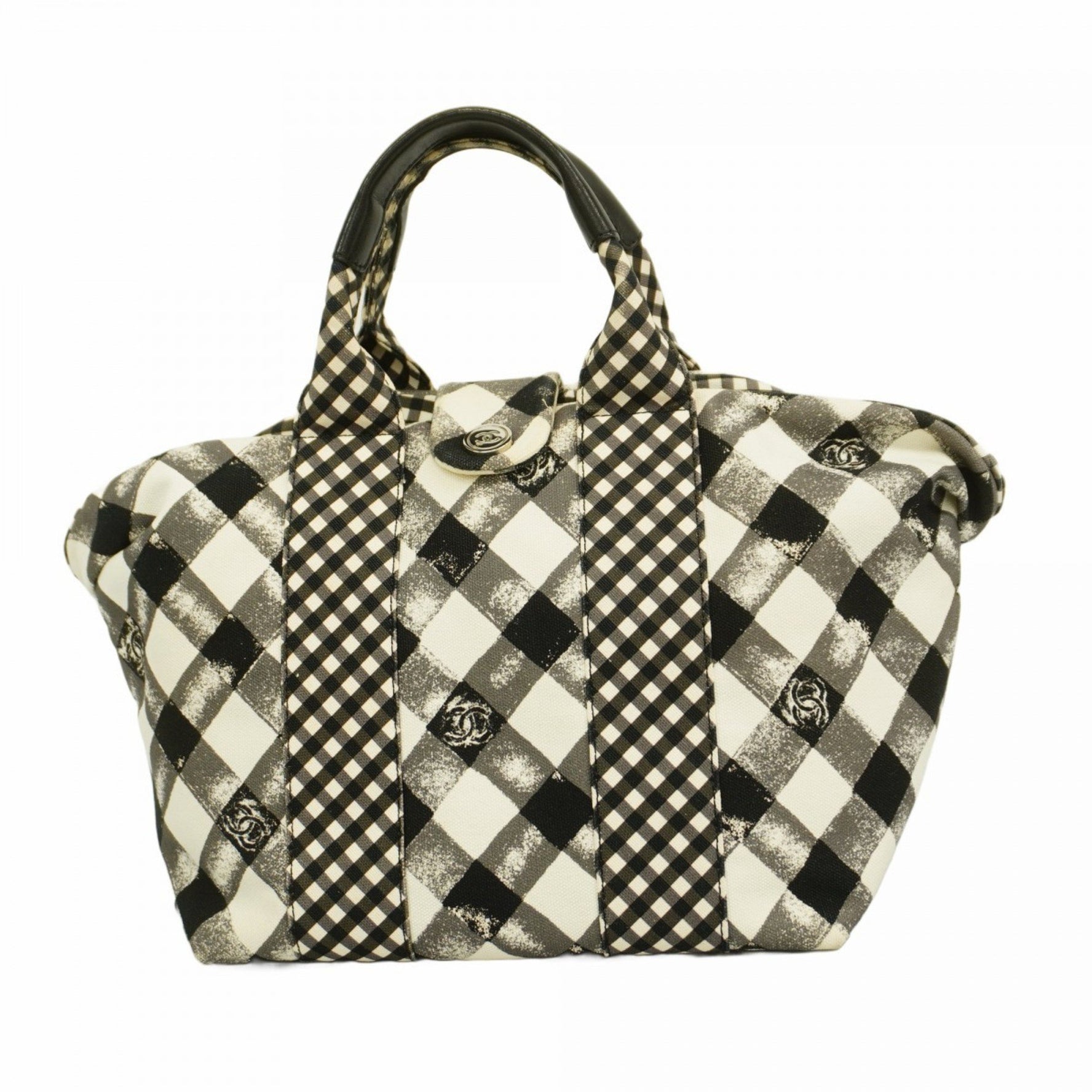 Chanel Cruise Line Canvas Handbag Black White Women's