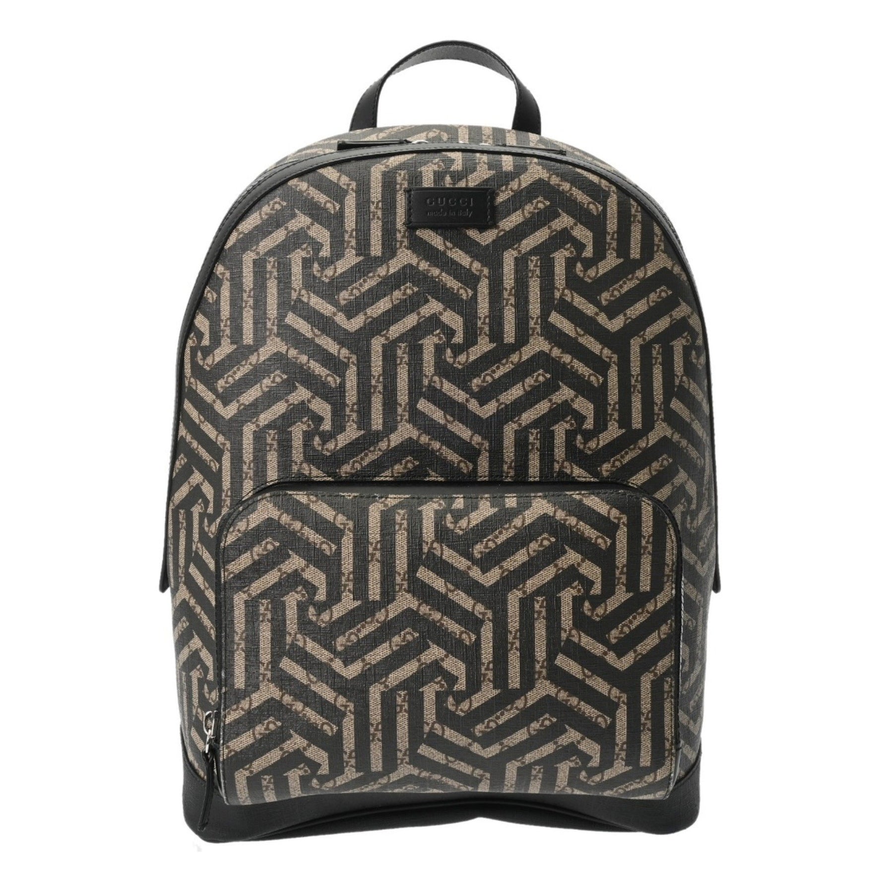 GUCCI Guccissima Kaleido Backpack in Beige/Black - Leather and GG Supreme Canvas Backpack/Daypack