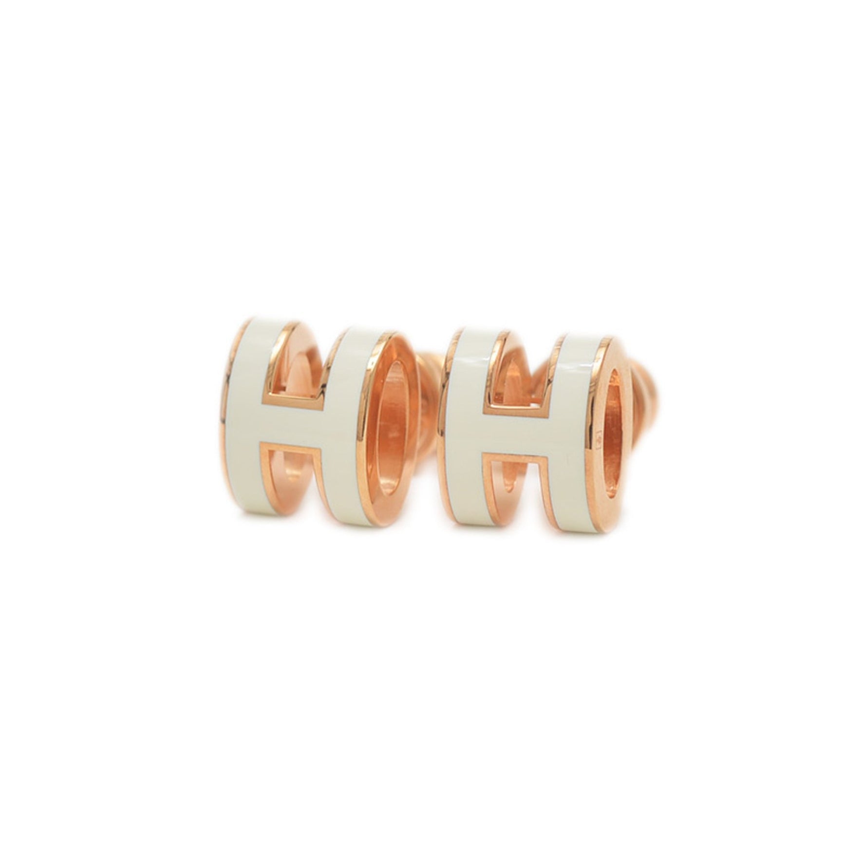 Hermes Hermès Pop Ash Mini Earrings in White with Rose Gold Hardware, BP