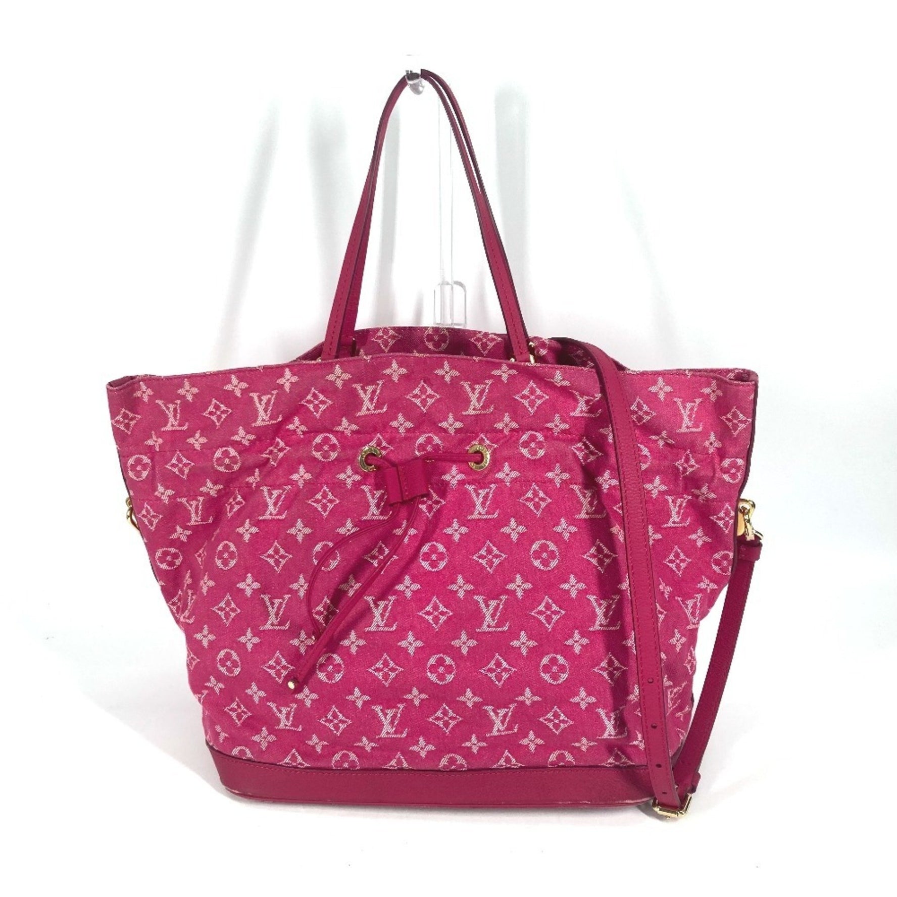 LOUIS VUITTON M40870 Monogram Denim Noefull MM Bucket Tote Bag/Drawstring Shoulder Bag in Denim, Women's, Rose Indigo Pink