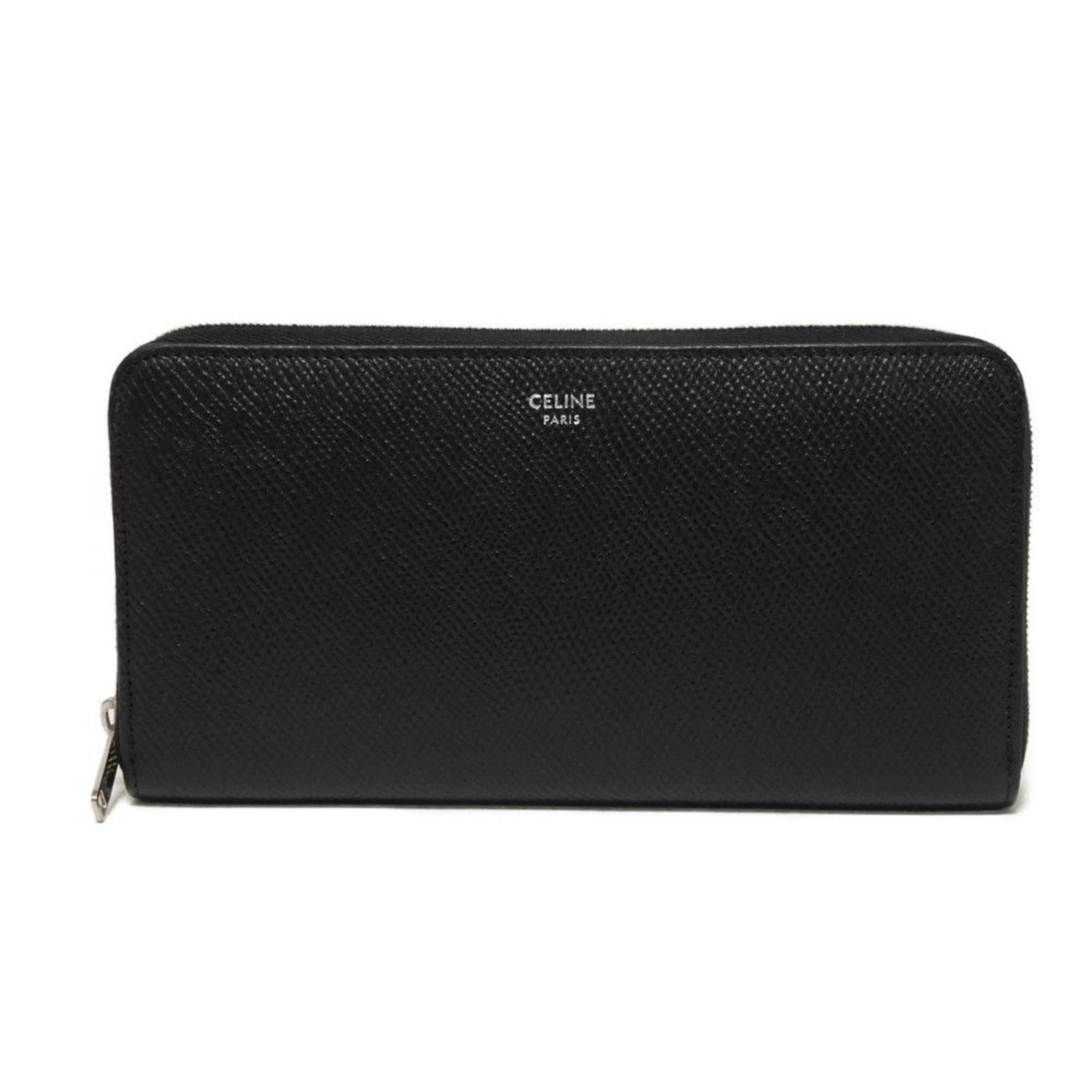 Celine Large Zip Wallet in Foil-Stamped Grained Calfskin, Round, New, Men's and