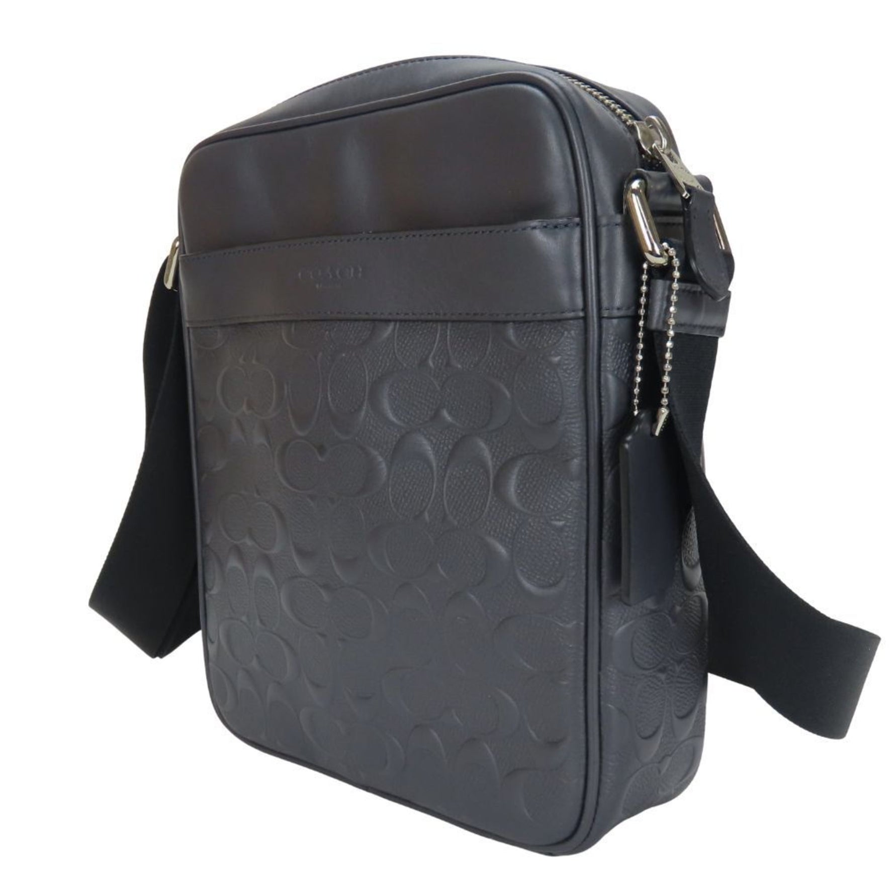 Coach Shoulder Bag Signature Leather Charcoal Gray Black