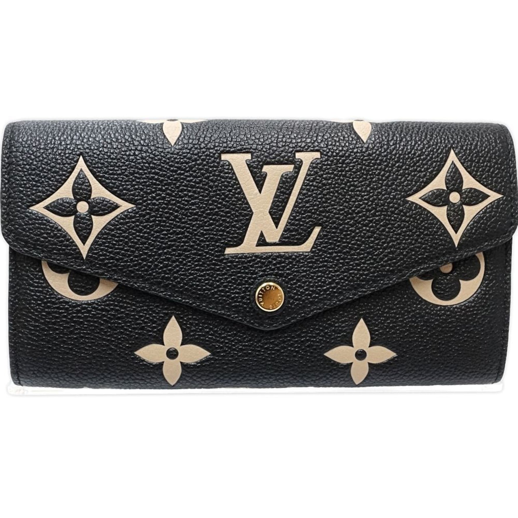 Louis Vuitton Long Wallet Portefeuille Sarah Monogram Empreinte Black Beige