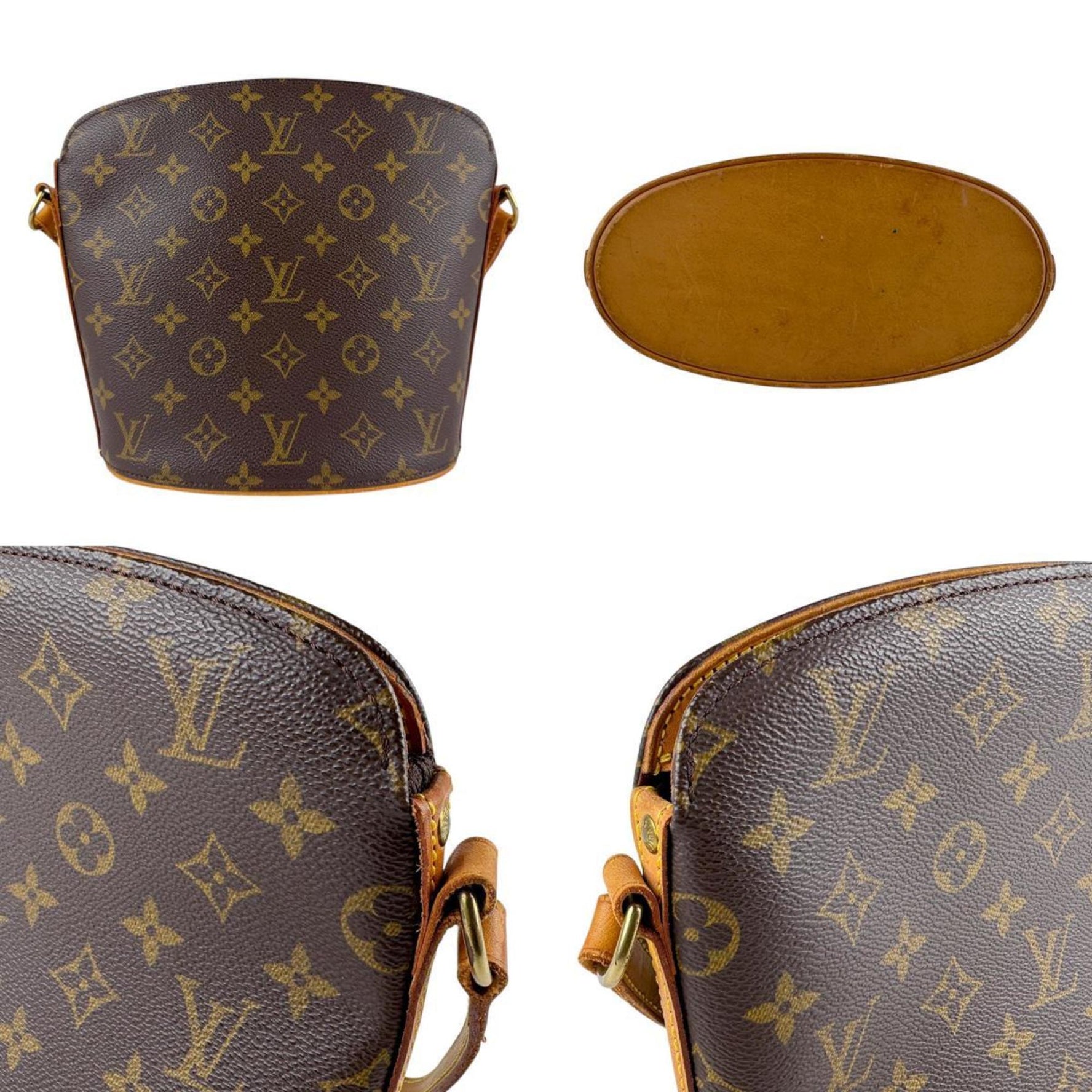 Louis Vuitton Monogram Drouot Shoulder Bag in Canvas, Brown and Gold