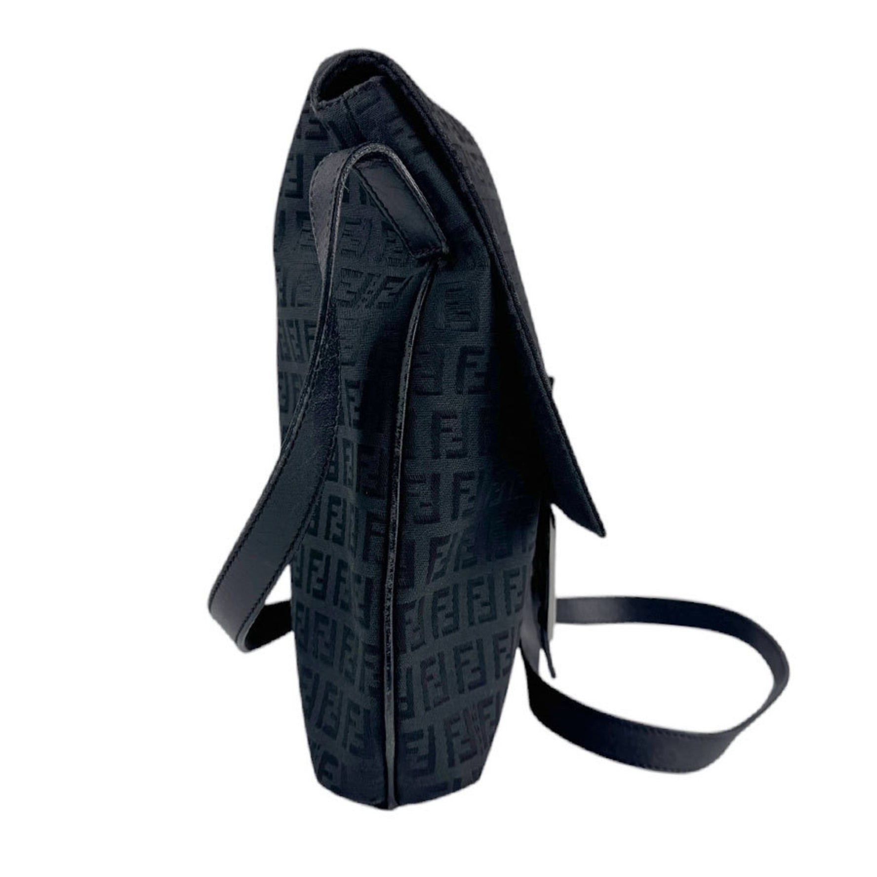 FENDI Shoulder Bag Zucchino Nylon Canvas Leather Men's