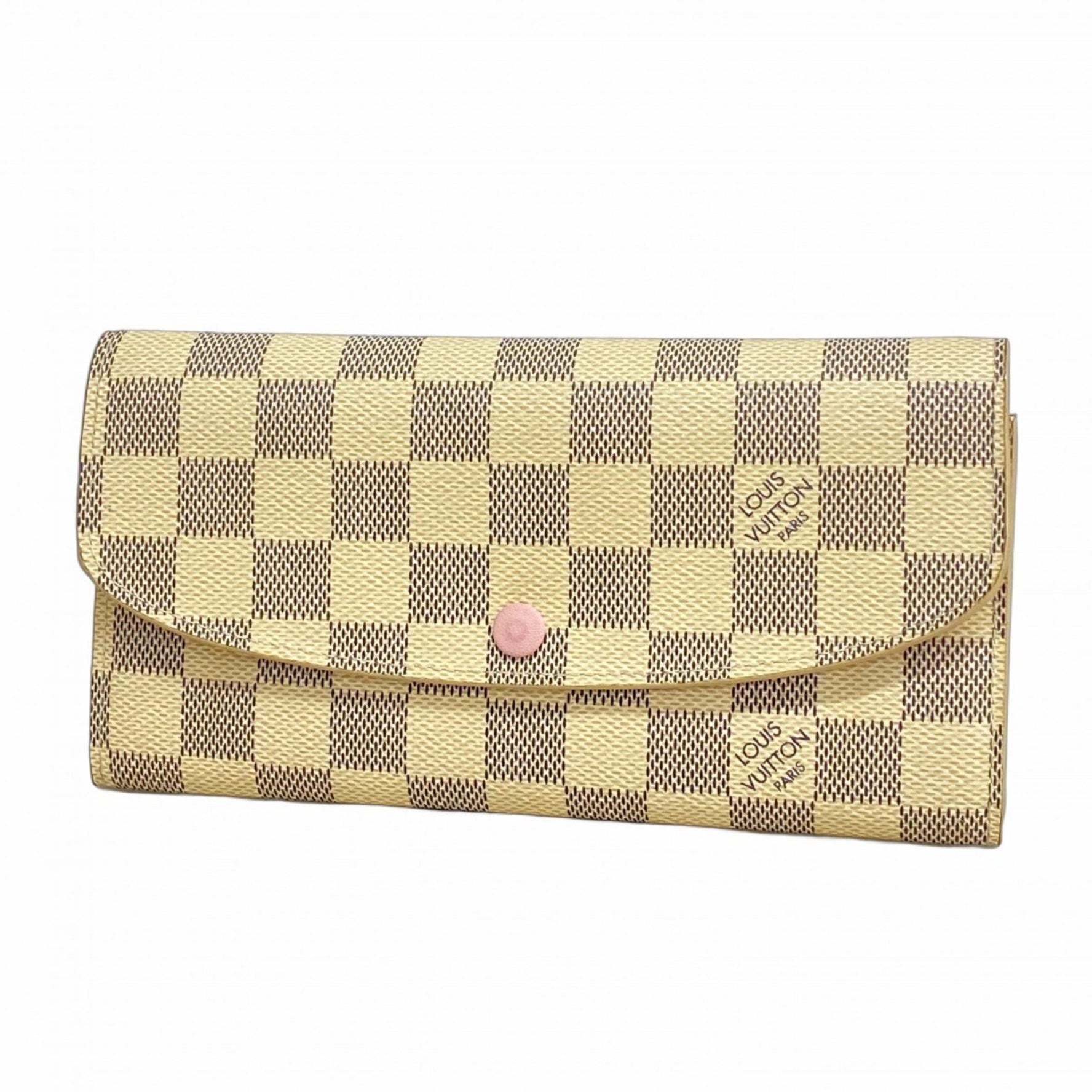 Louis Vuitton Damier Azur Portefeuille Emilie Wallet N41625 White Rose Ballerine Women's