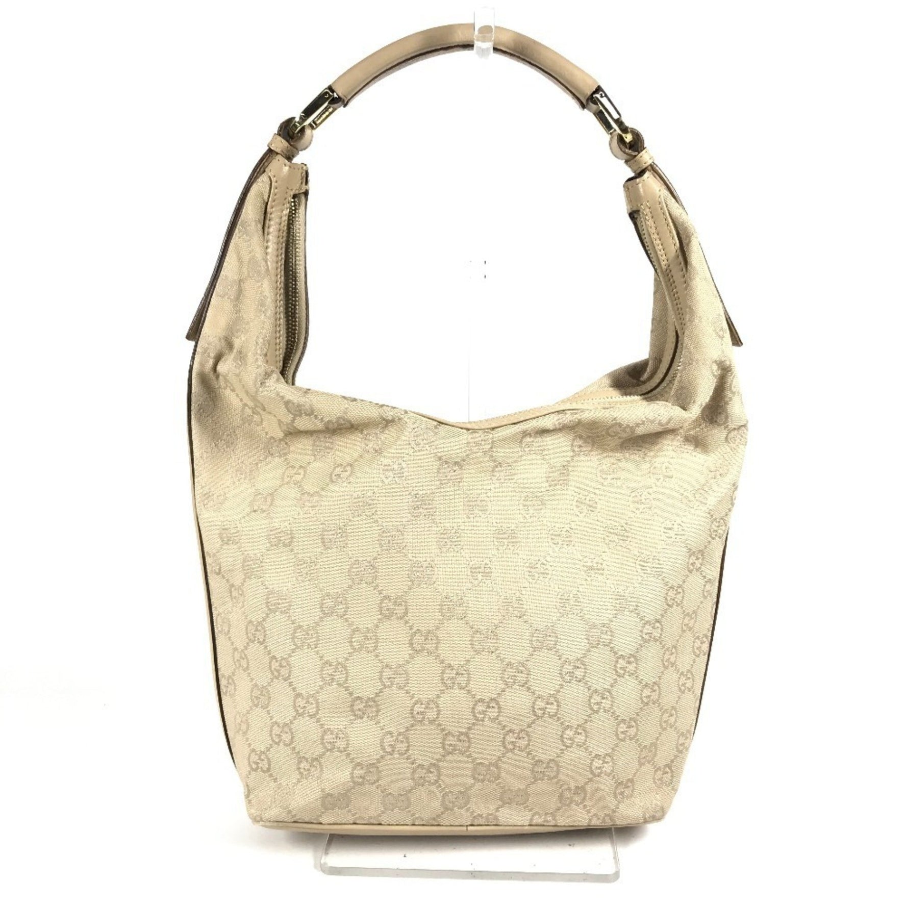 GUCCI GG Logo Bucket Shoulder Bag in Canvas/Leather