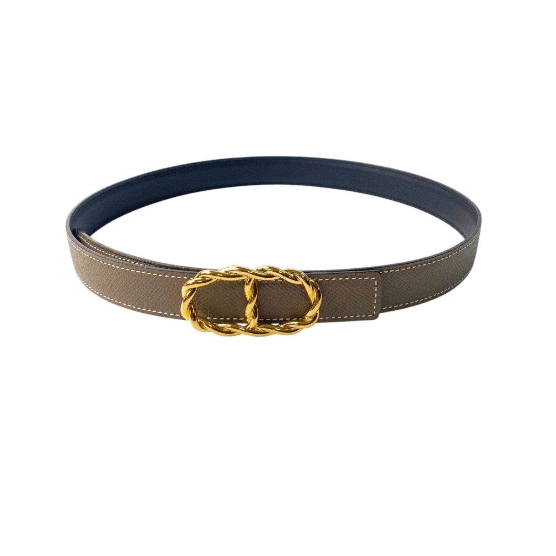 Hermes Hermès Maillon Torsades Belt with Yellow Gold Buckle, YG 75
