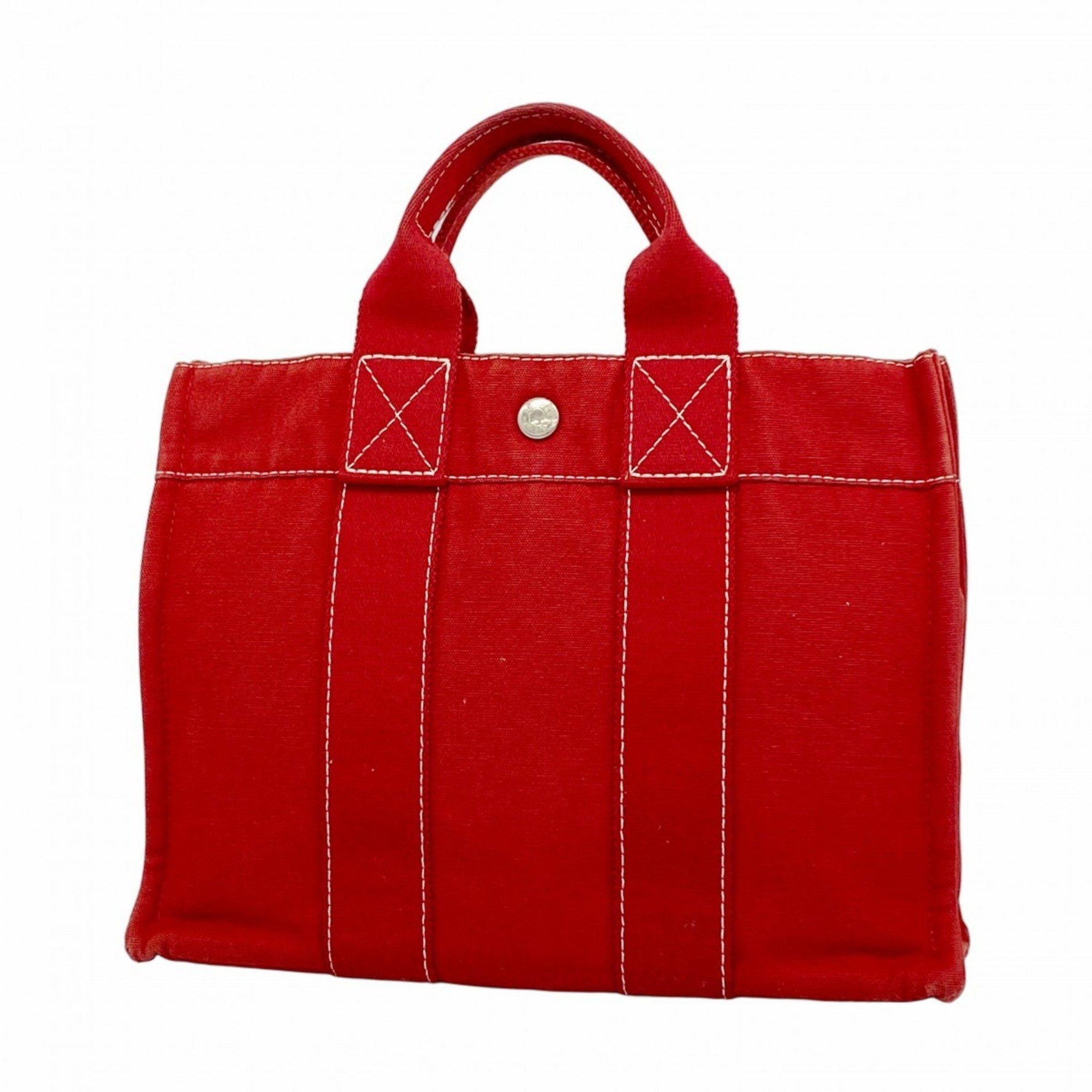 Hermes Hermès Deauville PM Tote Bag in Red Canvas