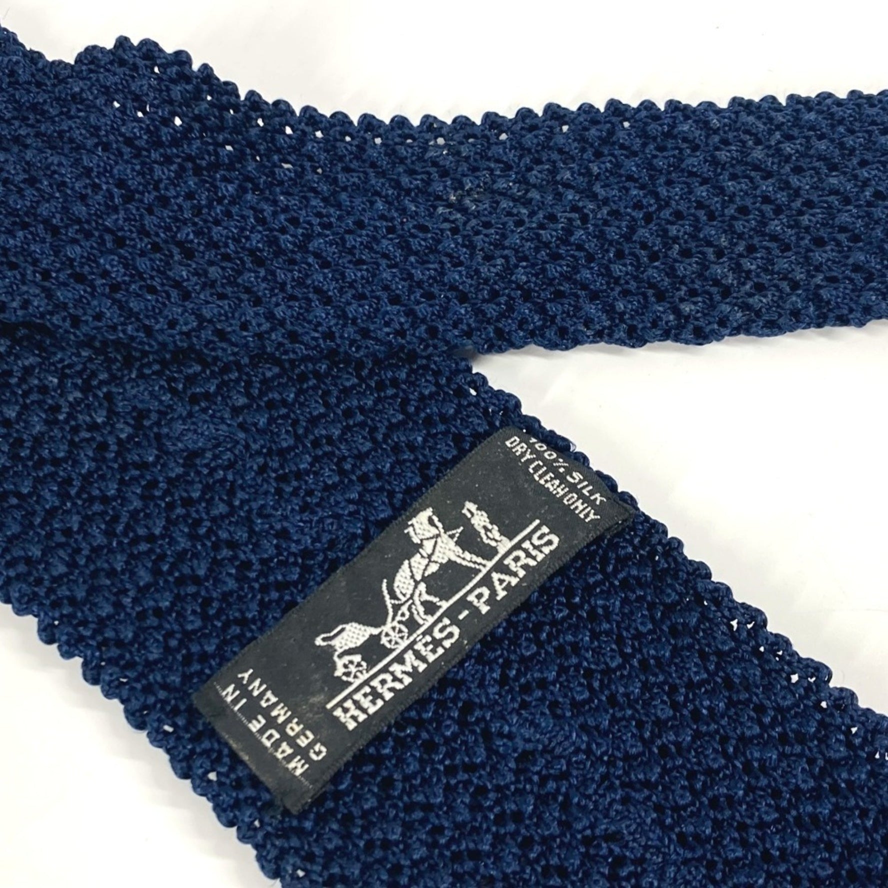 HERMES H logo knit tie accessory silk