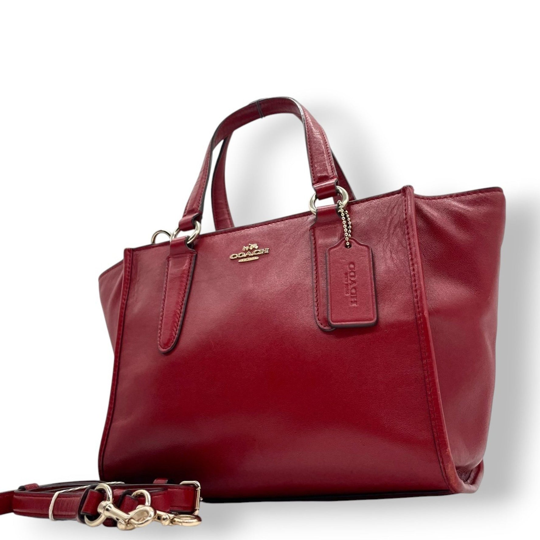 Coach Handbag/Shoulder Bag Mini Ellis Tote Pebbled Leather Red