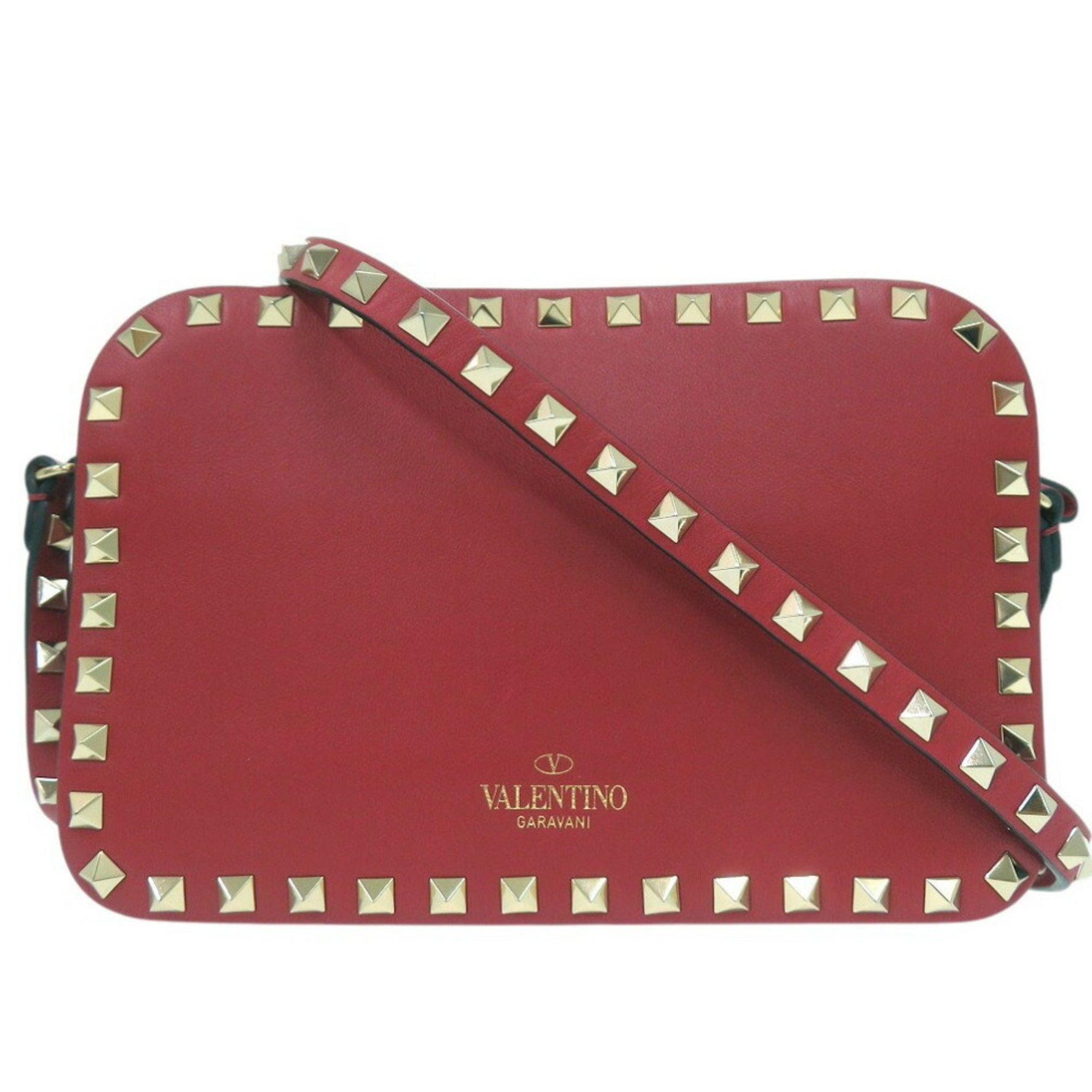 Valentino Garavani Rockstud Crossbody Bag Shoulder Leather Red