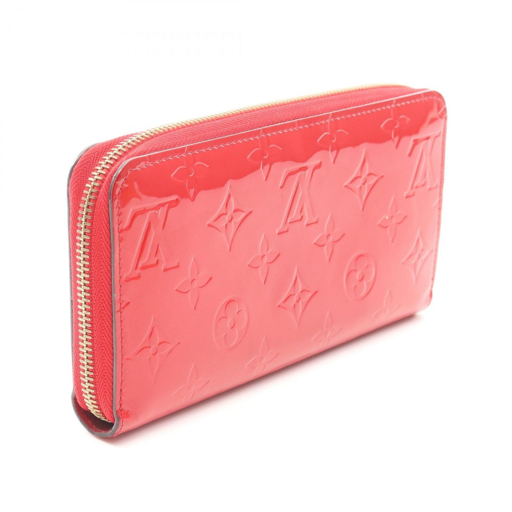 Louis Vuitton Zippy Wallet, Round Long Leather Vernis, Red