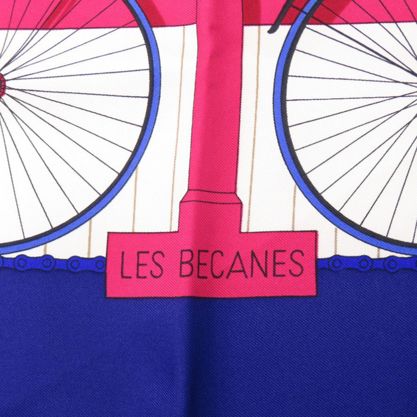 Hermes Hermès Carré 90 LES BECANES Bicycle Silk Blue Scarf Muffler 0141