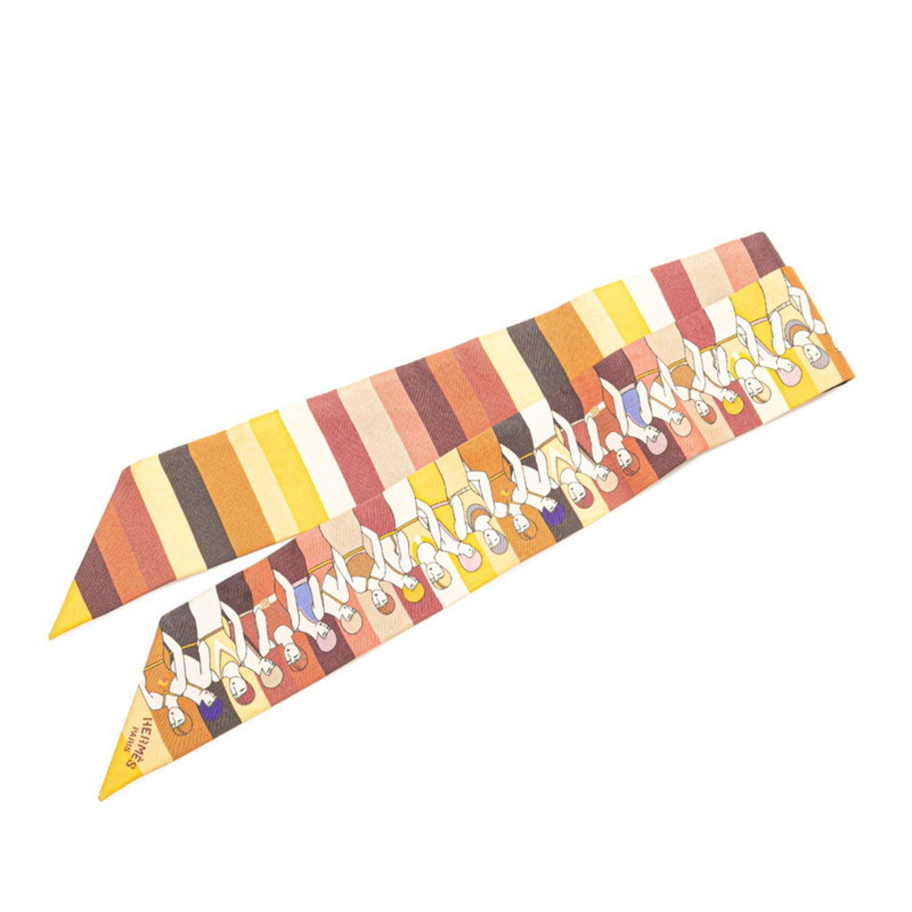 Hermès Twilly "Les Baigneuses" Water Playing Scarf, Beige Multicolor Silk, HERMES