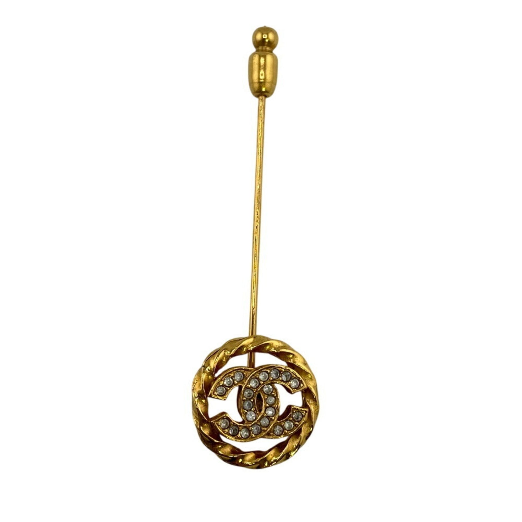 CHANEL Coco Mark Pin Brooch 1058 Gold Unisex