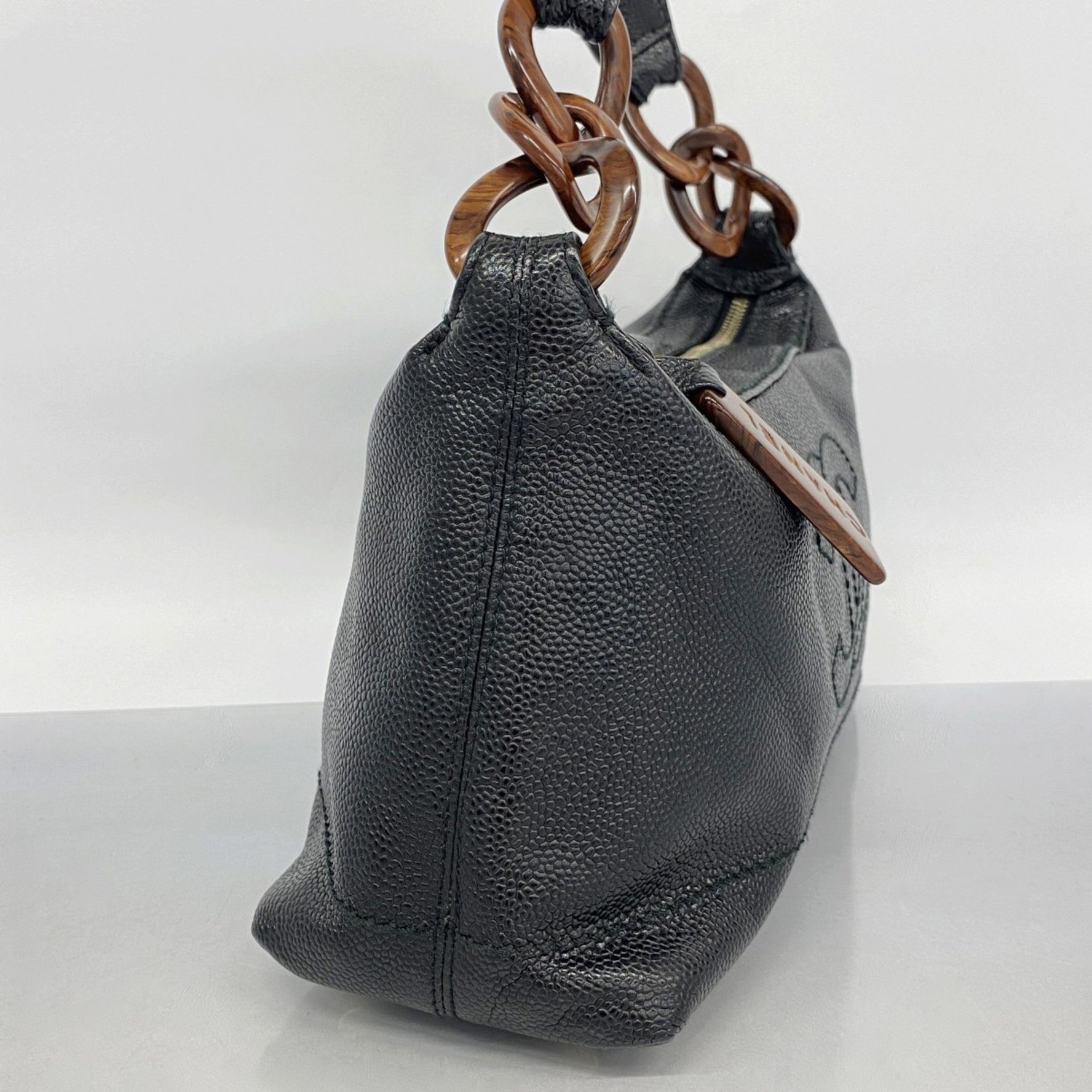 Chanel Shoulder Bag Caviar Skin Black Women's