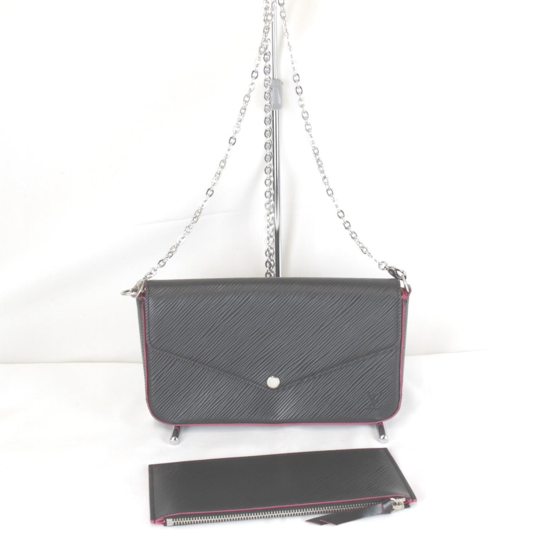 LOUIS VUITTON Louis Vuitton Pochette Felicie Epi Leather Black/Pink