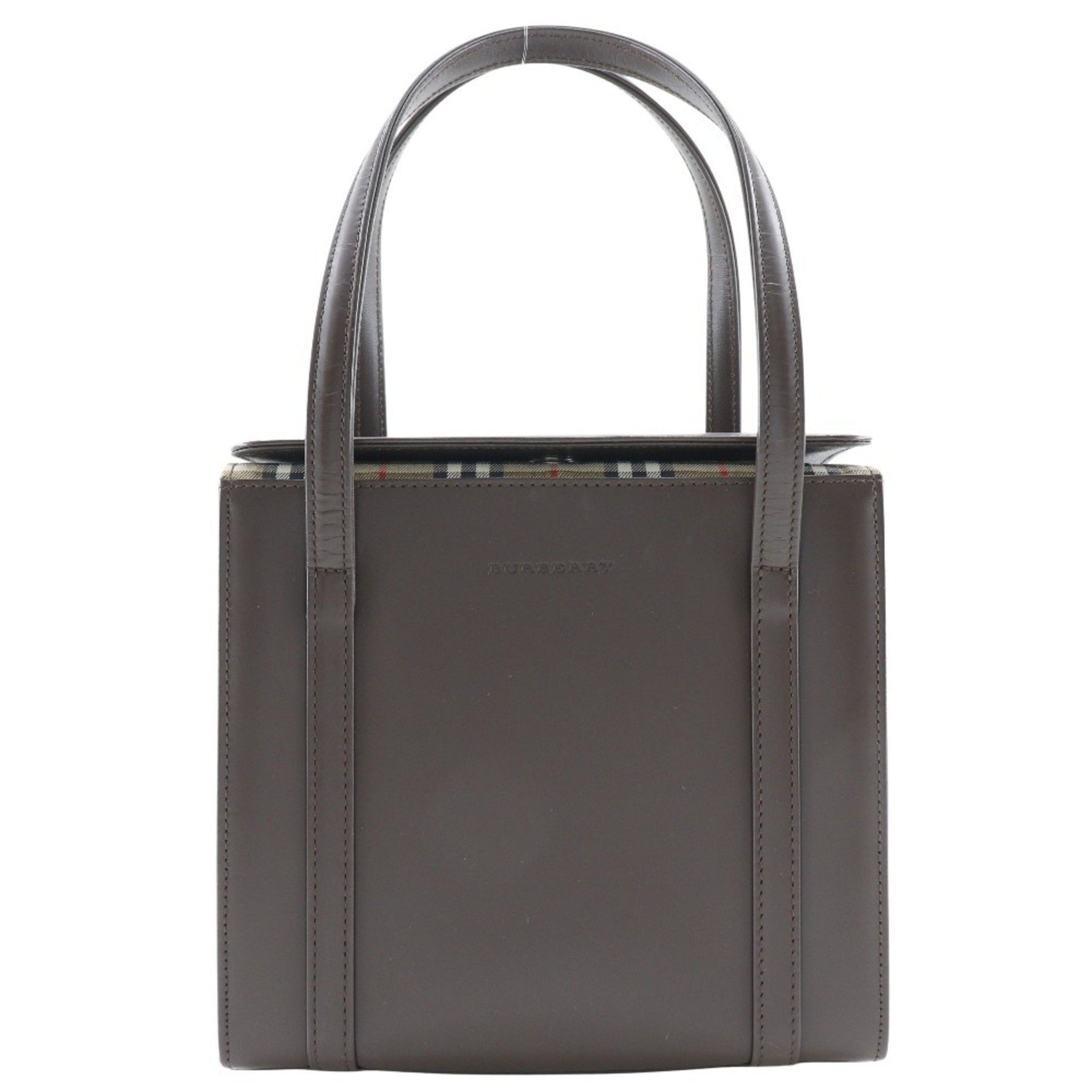 Burberry BURBERRY Box Handbag Nova Check Calf Brown Type Ladies