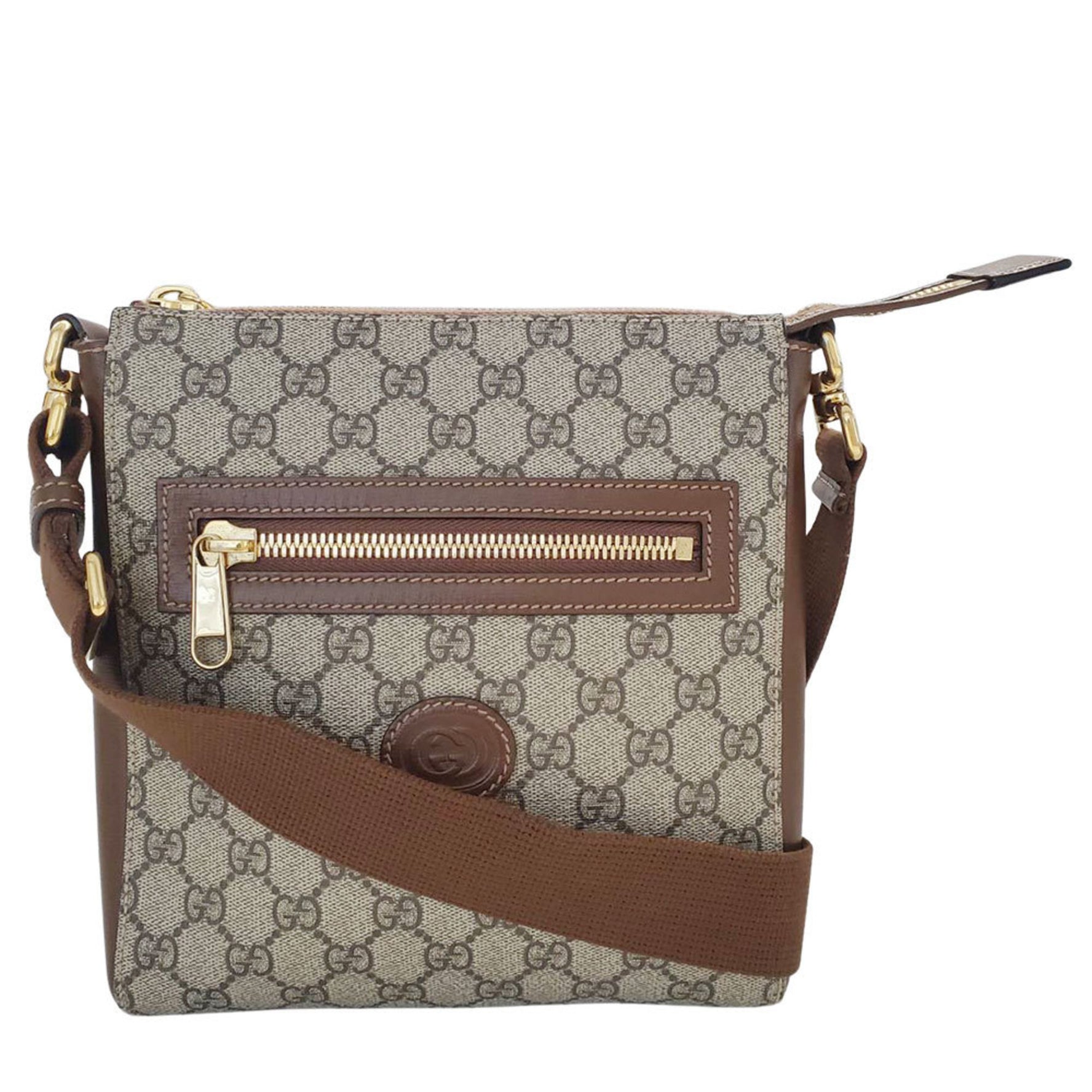 Gucci GG Supreme Canvas Shoulder Bag in Brown and Black. Perfect for Summer.