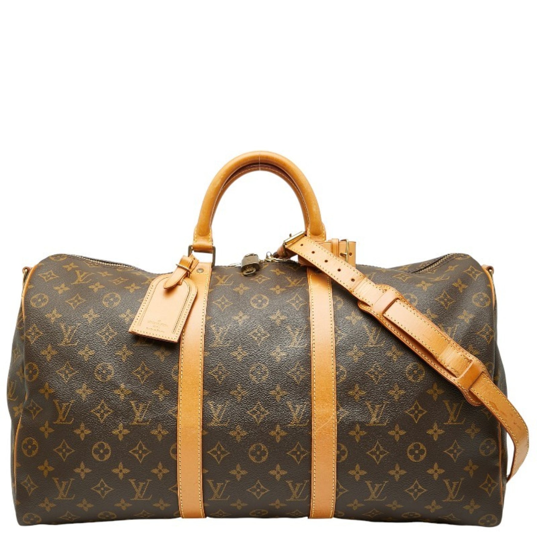 Louis Vuitton Monogram Keepall Bandouliere 50 Boston/Shoulder Bag, Brown Leather, LOUIS VUITTON