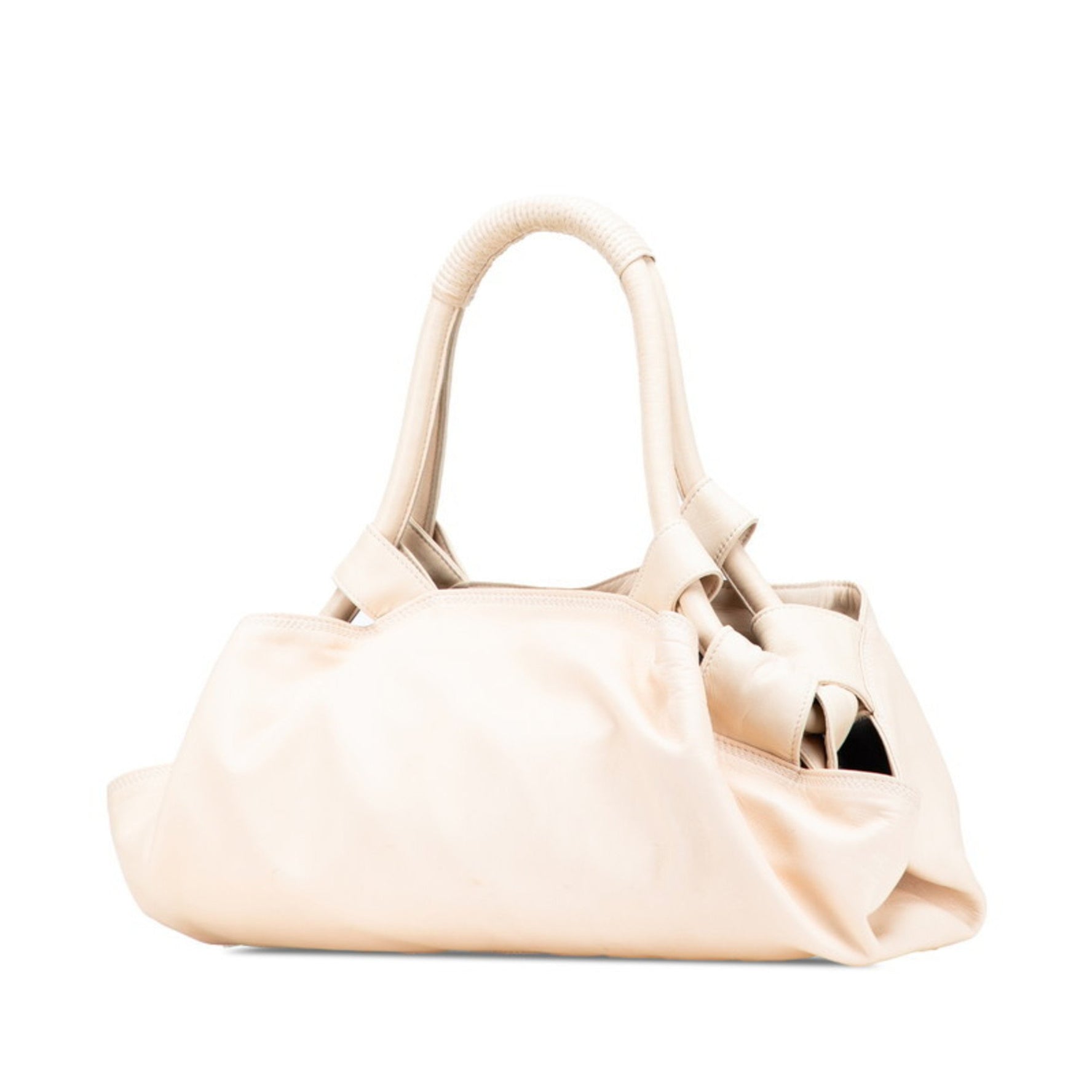 LOEWE Anagram Logo Nappa Aire Handbag in Ivory and Beige Leather