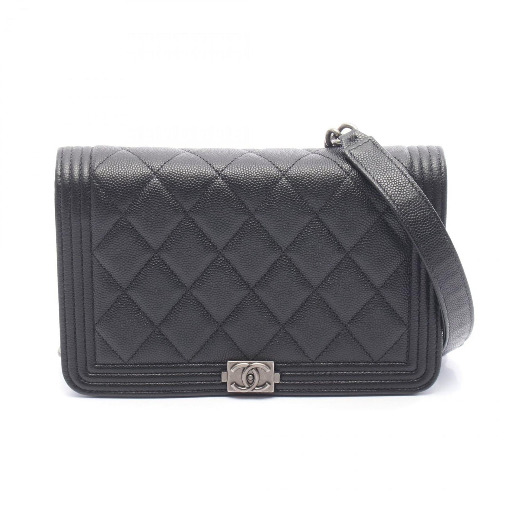CHANEL Boy Matelasse Shoulder Bag in Caviar (Grained Calfskin)