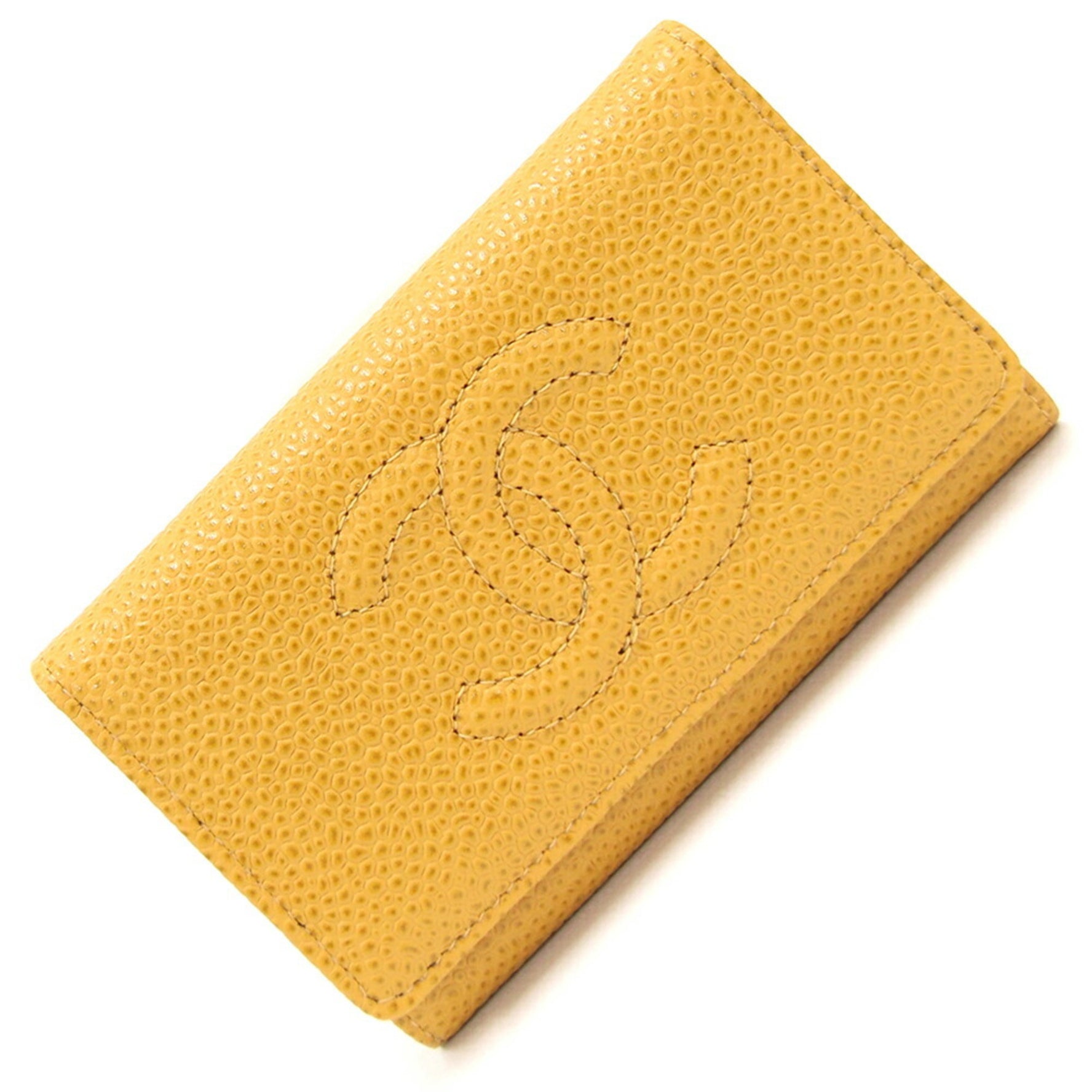 Chanel 6-ring key case with Coco Mark A13502 Yellow Caviar skin Keys Women's CHANEL
