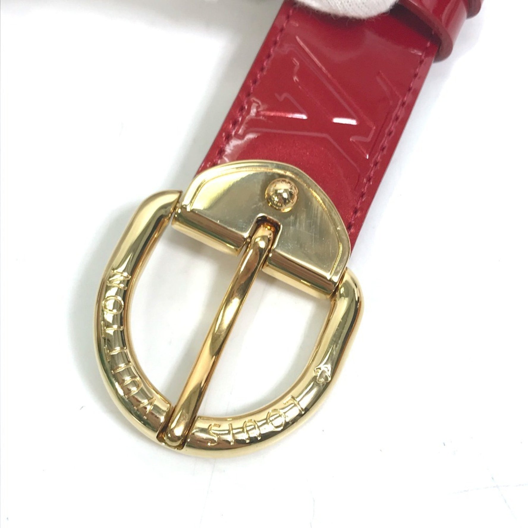 LOUIS VUITTON M6980U Monogram Vernis Santur Belt, Women's Pomme d'Amour, Red