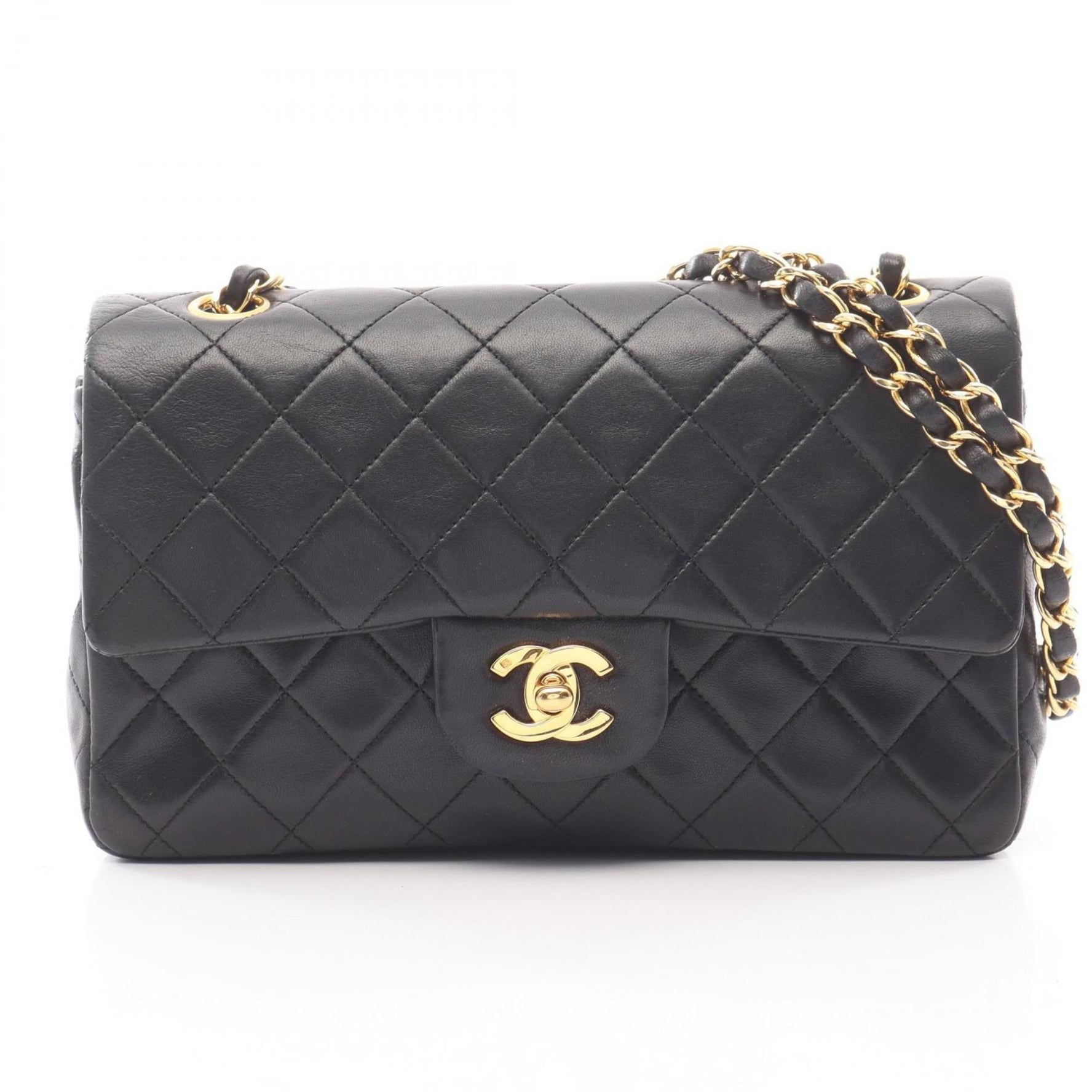 CHANEL Matelasse Double Flap Shoulder Bag in Lambskin Leather