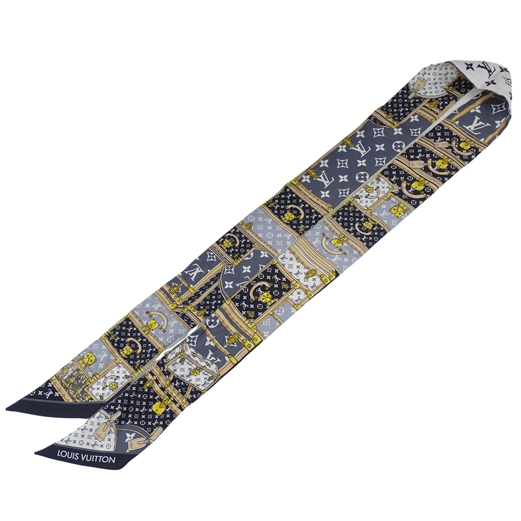 Louis Vuitton Scarf/Muffler, Silk Bandeau, BB Let's Go, Navy/White, Trunk