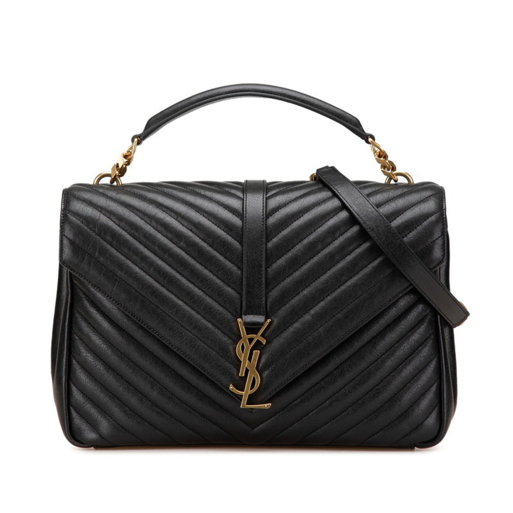 Saint Laurent YSL Monogram V-Stitch Handbag/Shoulder Bag, Leather, SAINT LAURENT