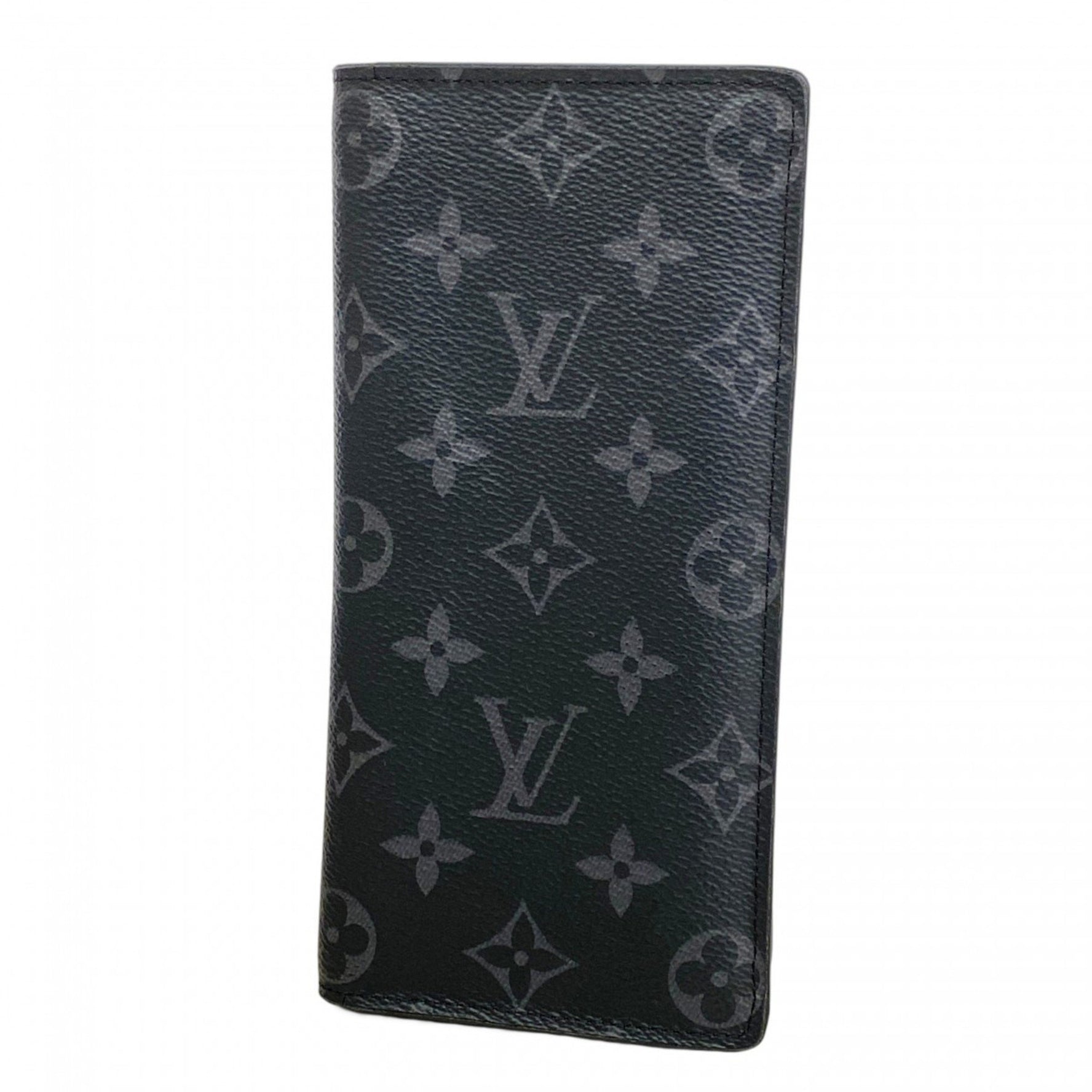 Louis Vuitton Monogram Eclipse Portefeuille Brazza Long Wallet M61697 Black Men's