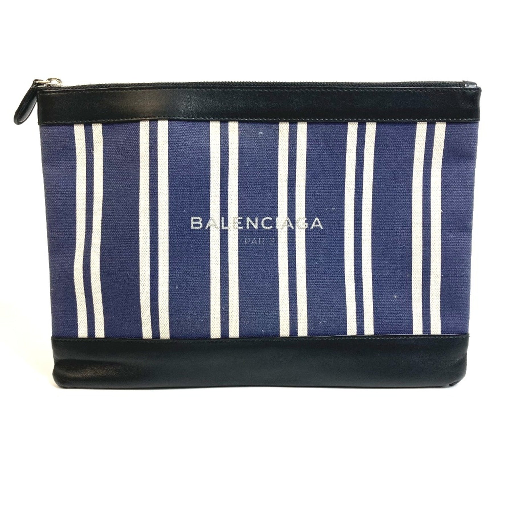 Balenciaga Striped logo Bag Large Pouch Cluch Bag Clutch bag Navy x Black