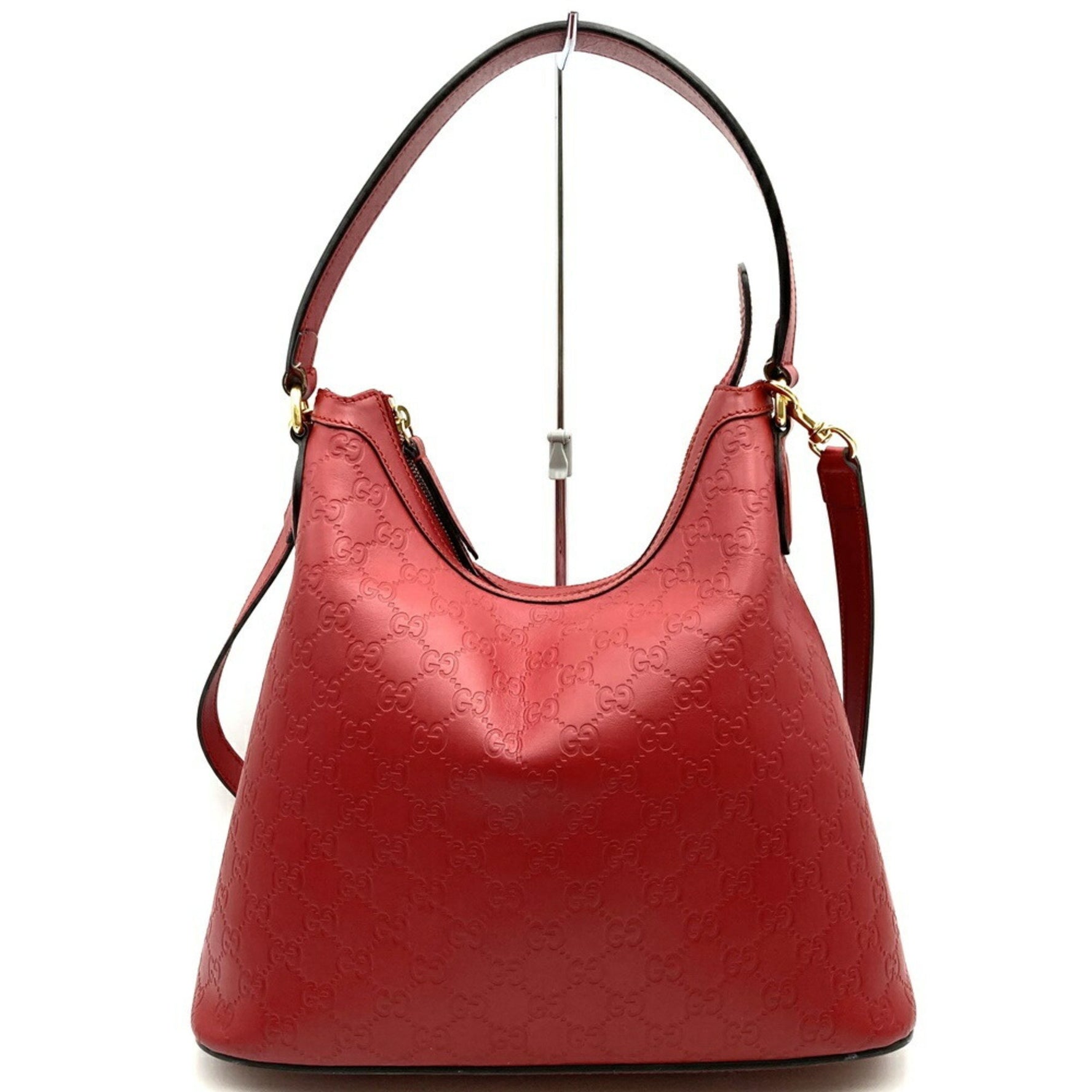 GUCCI Shoulder/Handbag Hobo Bag in Guccissima Leather, Red