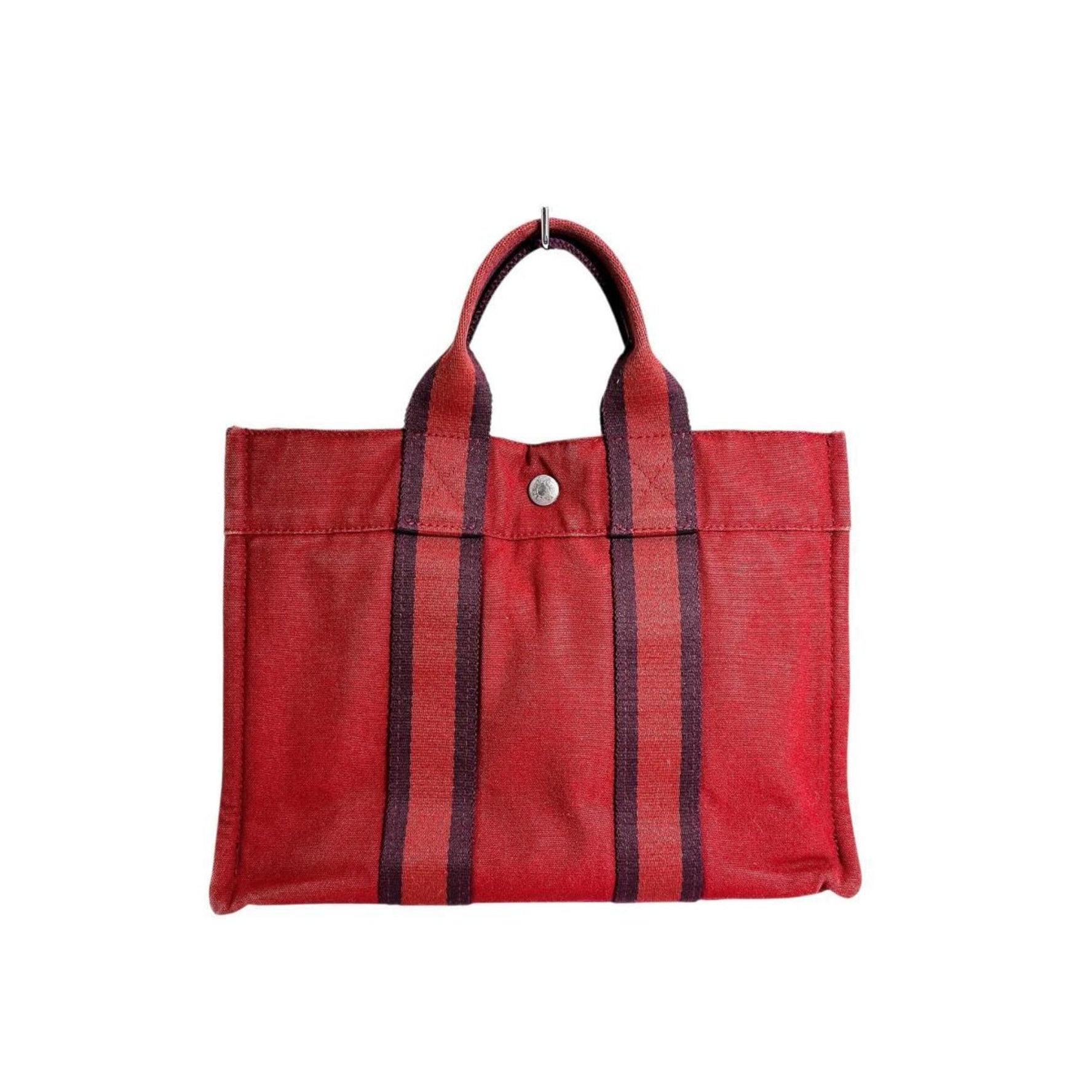 Hermes Hermès Foul Tote PM Canvas Handbag in Red