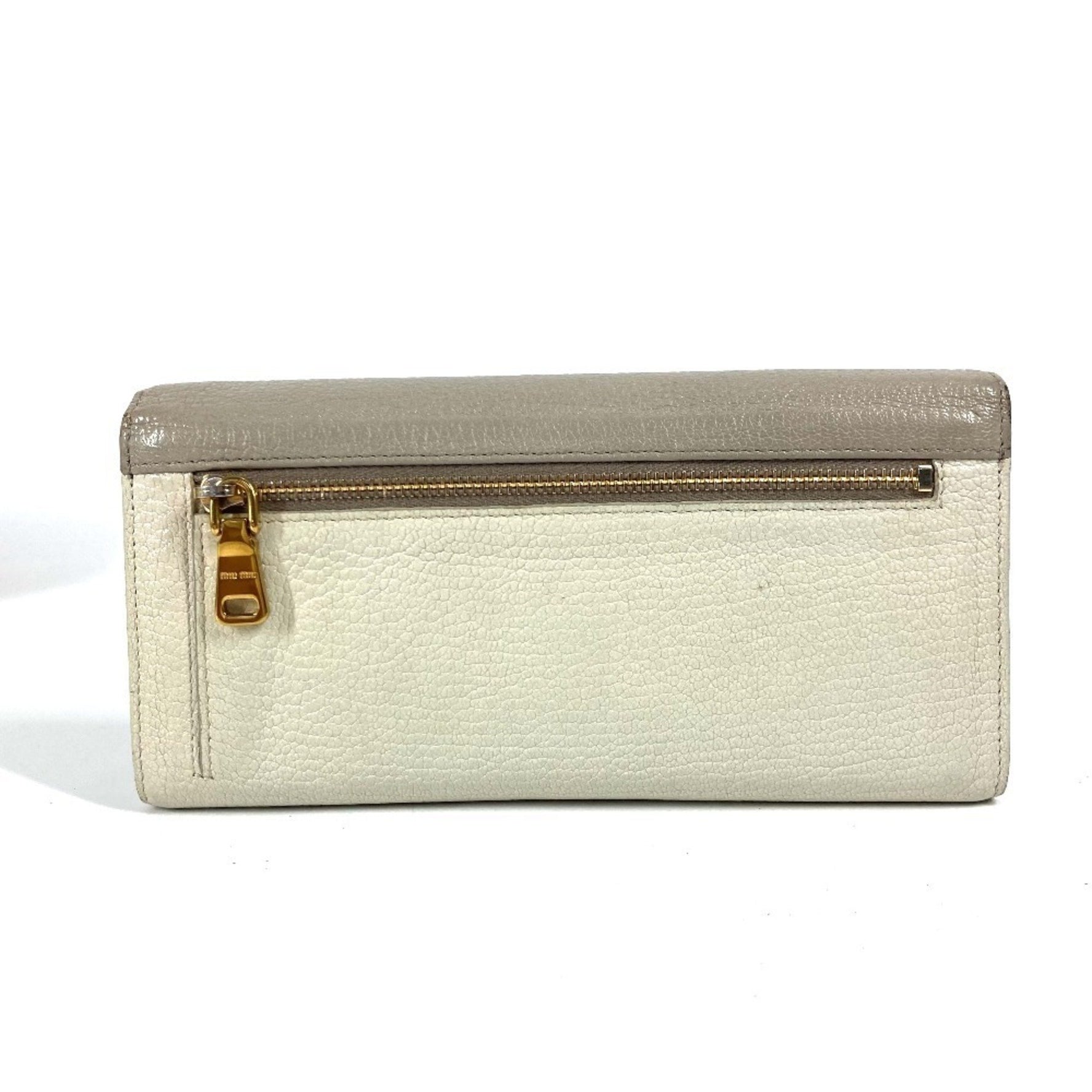 Miu Miu miu Pass case with business card holder and Madras long wallet Ribbon Long Leather Gray