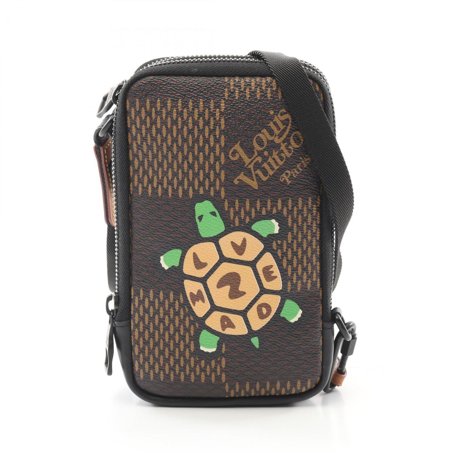 Louis Vuitton x NIGO Double Phone Pouch Shoulder Bag Coated Canvas Leather Men's Brown Multicolor