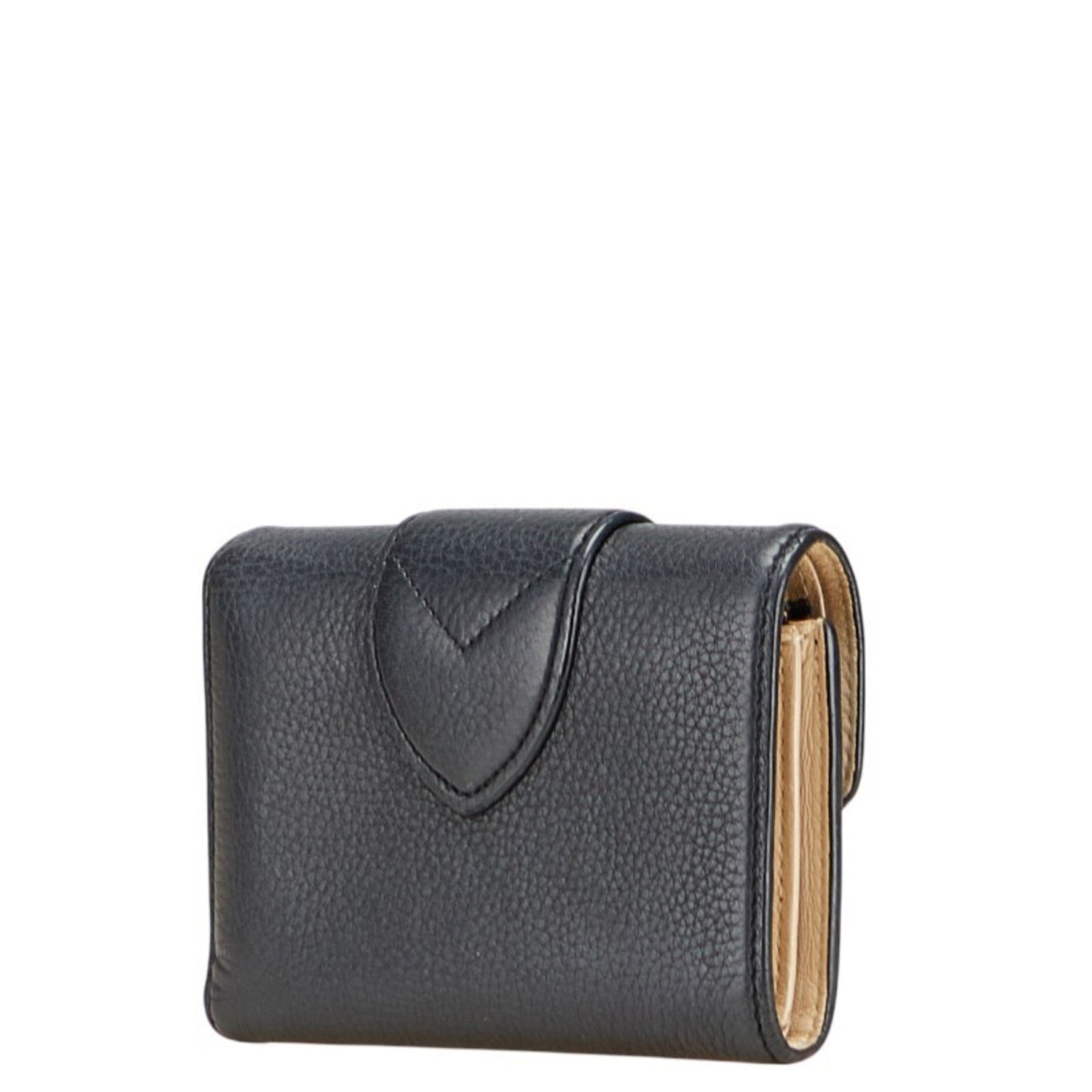 Louis Vuitton Portefeuille Pont Neuf Compact Tri-fold Wallet Noir Black Leather LOUIS VUITTON