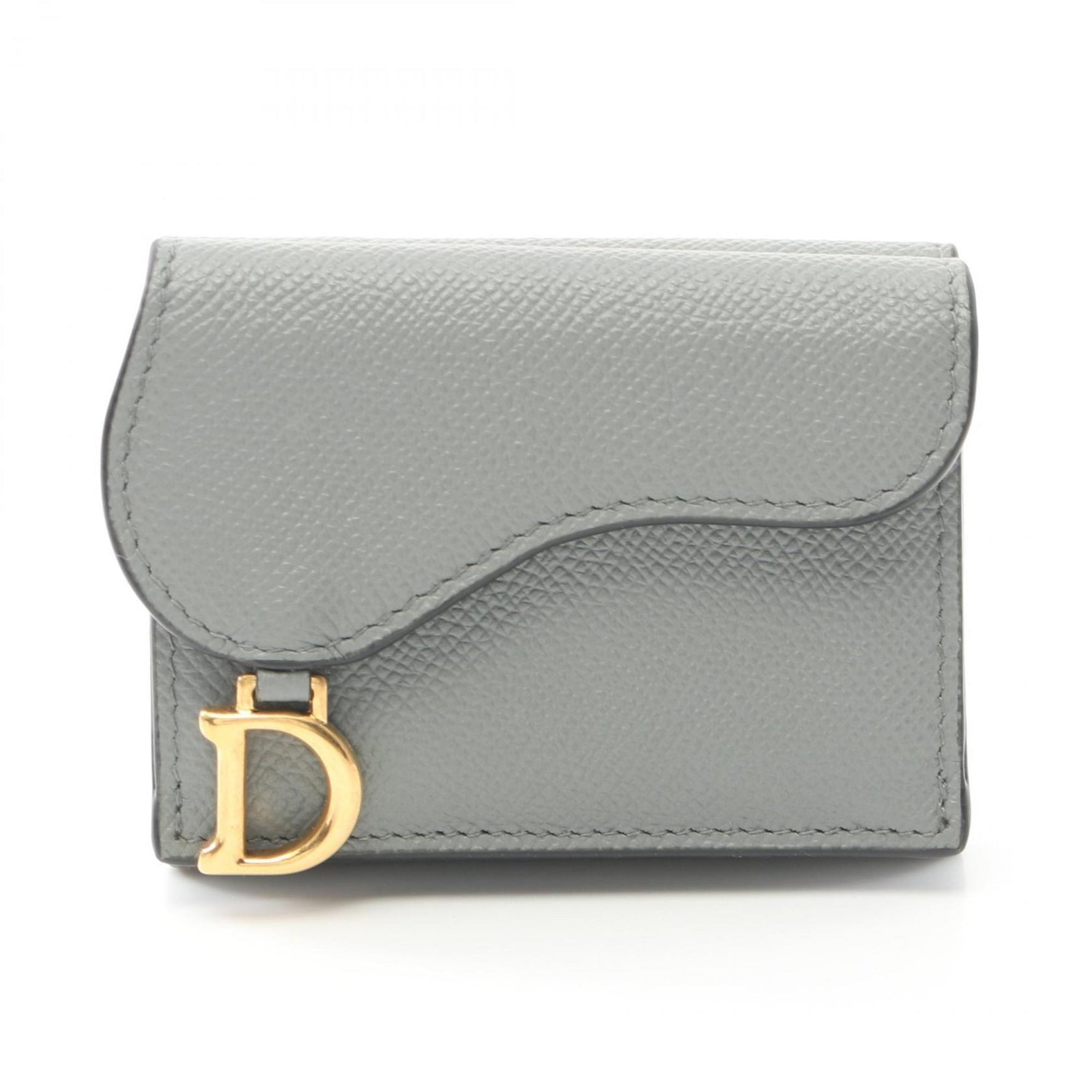 Christian Dior Dior SADDLE Tri-fold Wallet Leather Grey