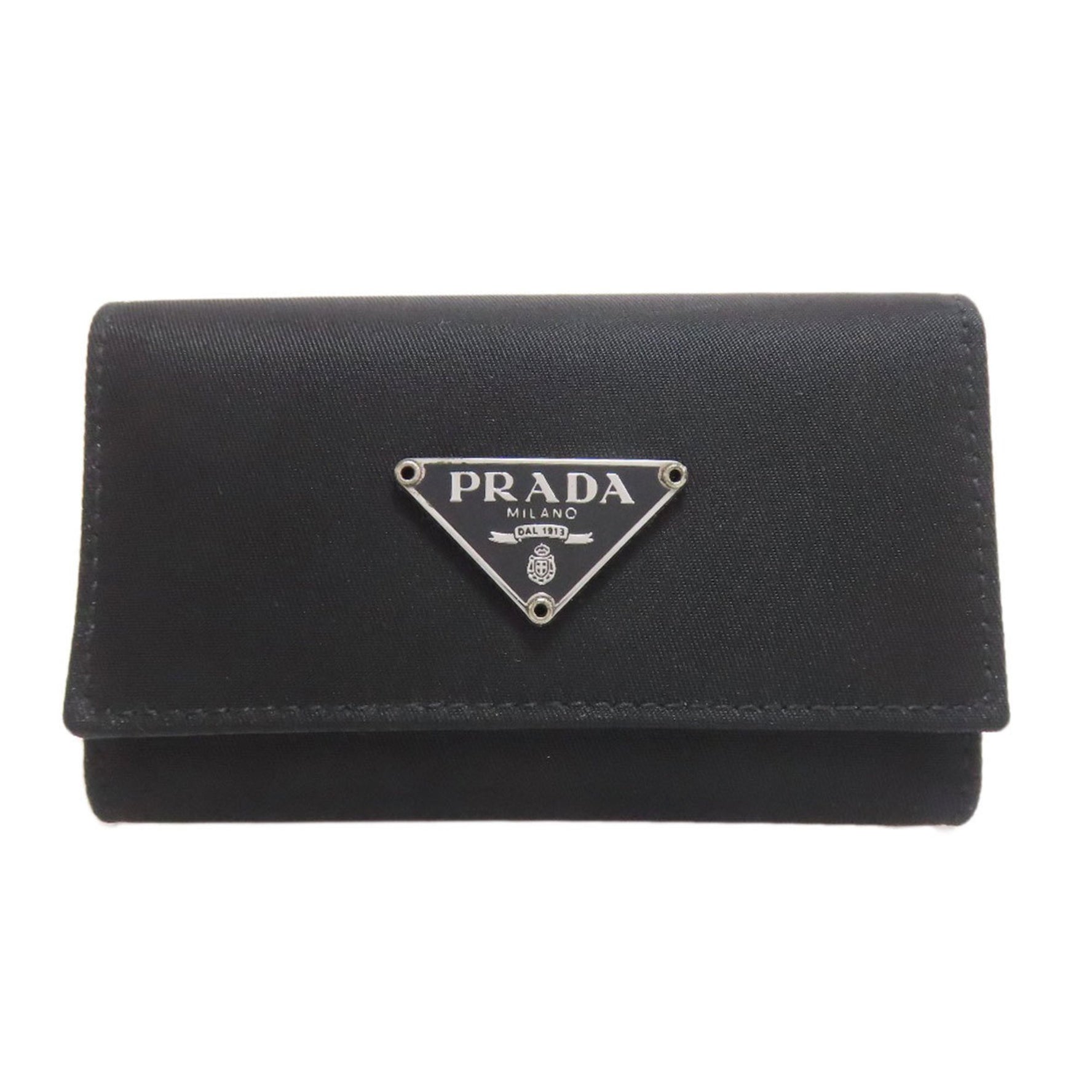 Prada logo metal key case, nylon material