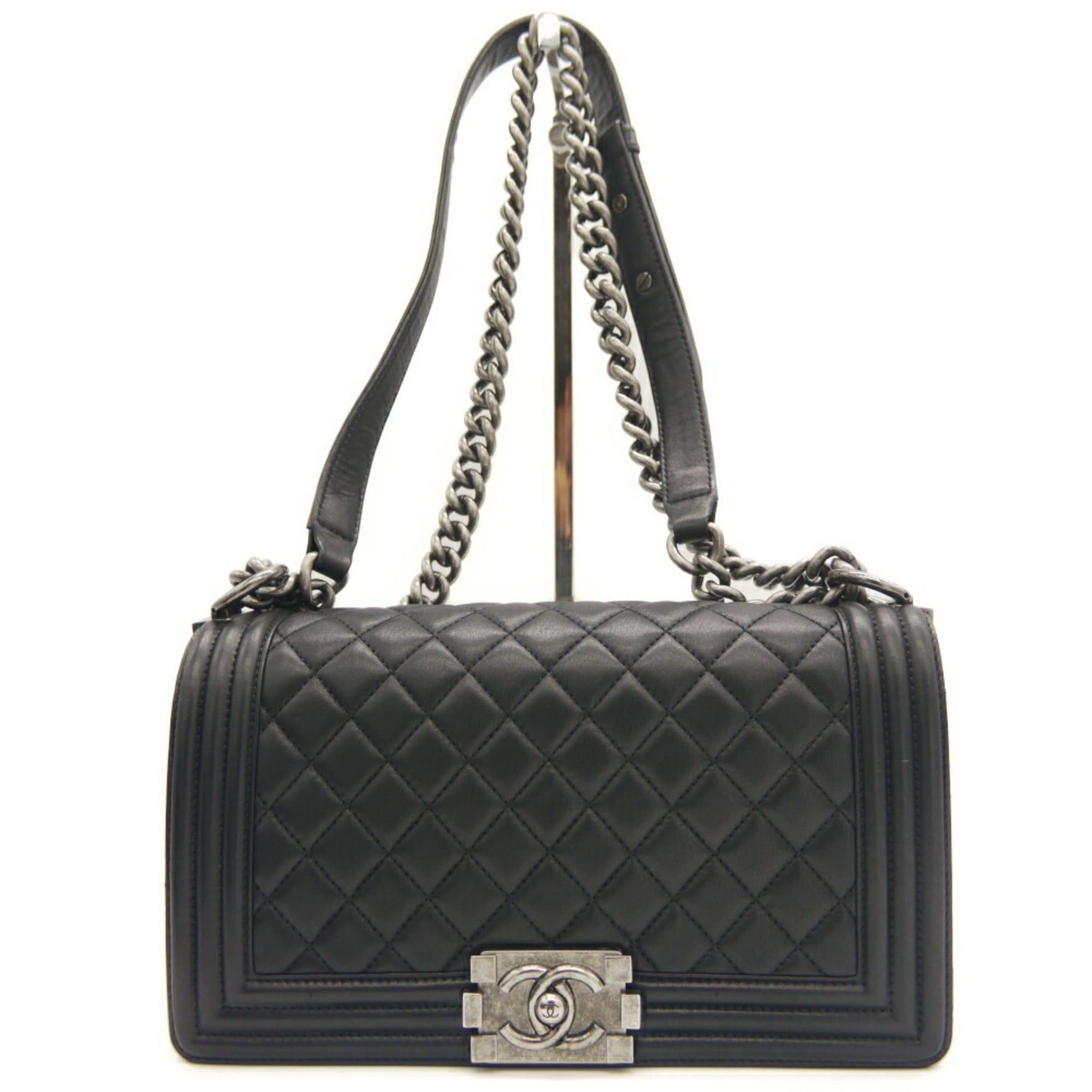 CHANEL Matelasse Boy Chain Shoulder Bag Lambskin Coco Mark