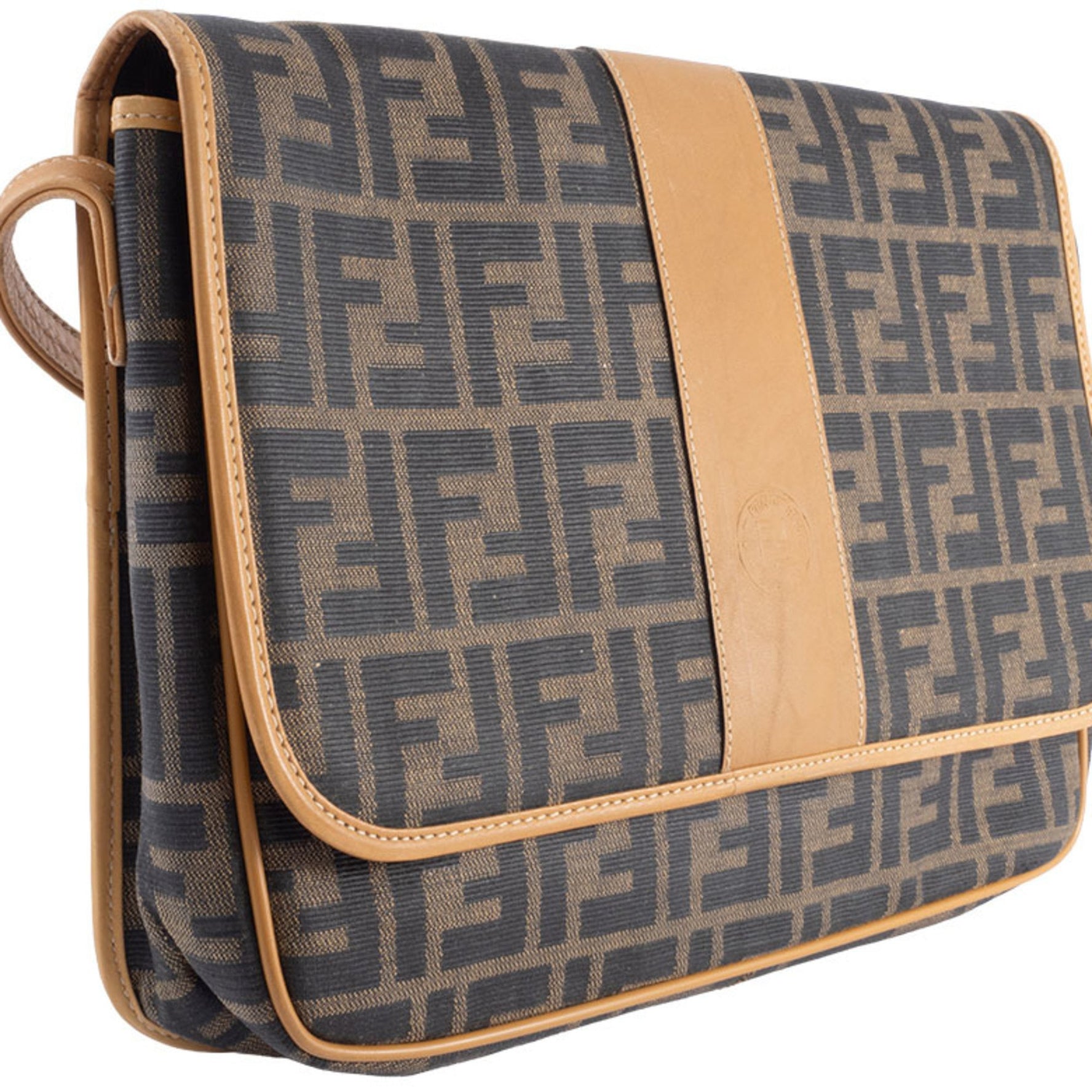 Fendi Zucca Flap Shoulder Bag 170-80028 Canvas/Leather Beige/Brown Women's FENDI